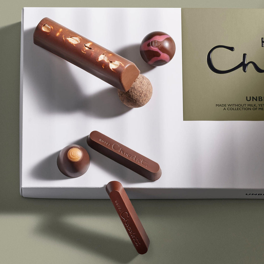 Hotel Chocolat Unbelievably Vegan Sleekster - 33 Vegan Chocolates, 330g, Nutmilk Cacao-Rich Treats