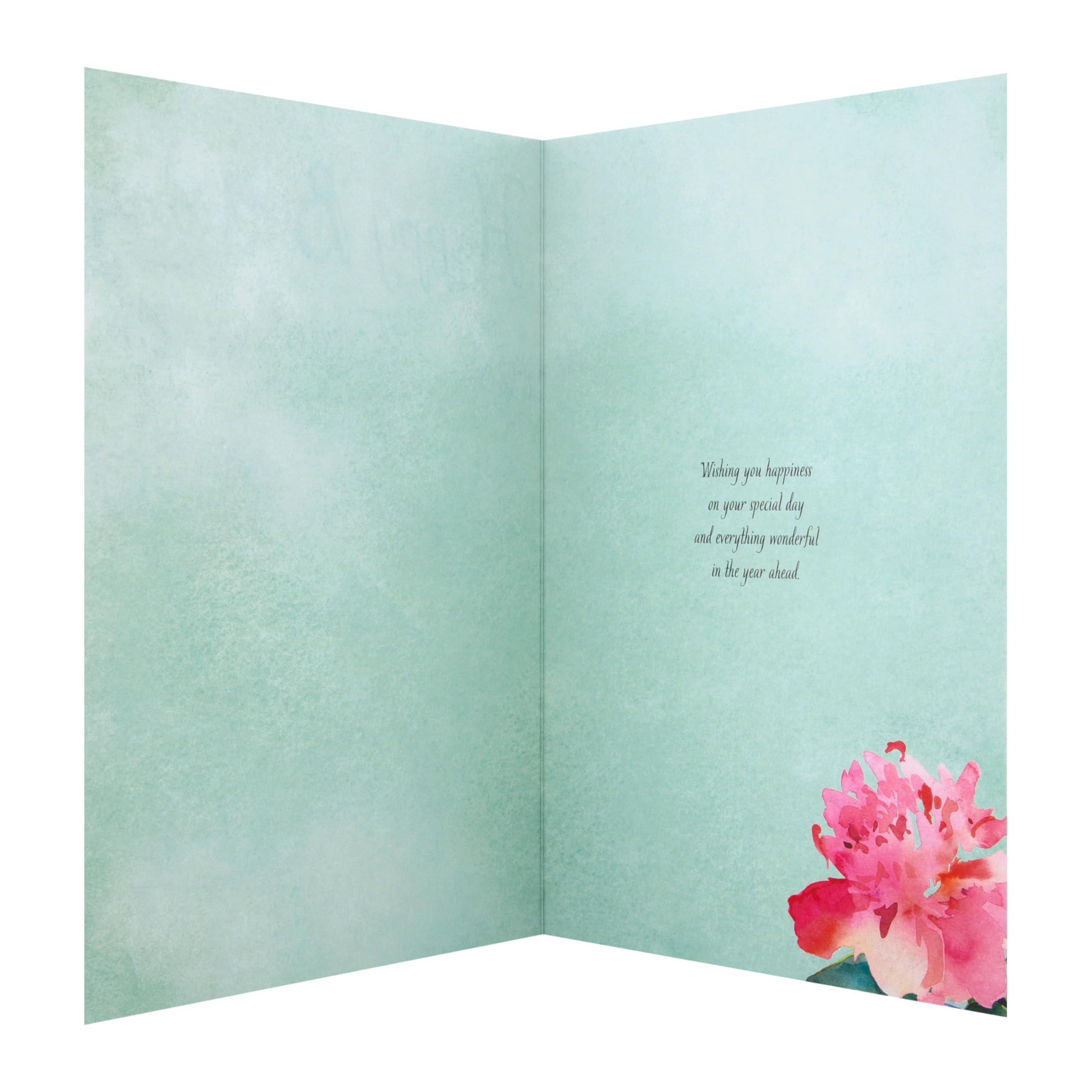 Hallmark Birthday Card - Classic Watercolour Floral Design for Women | Gold Foil Details | 22.8cm x 15.9cm 2