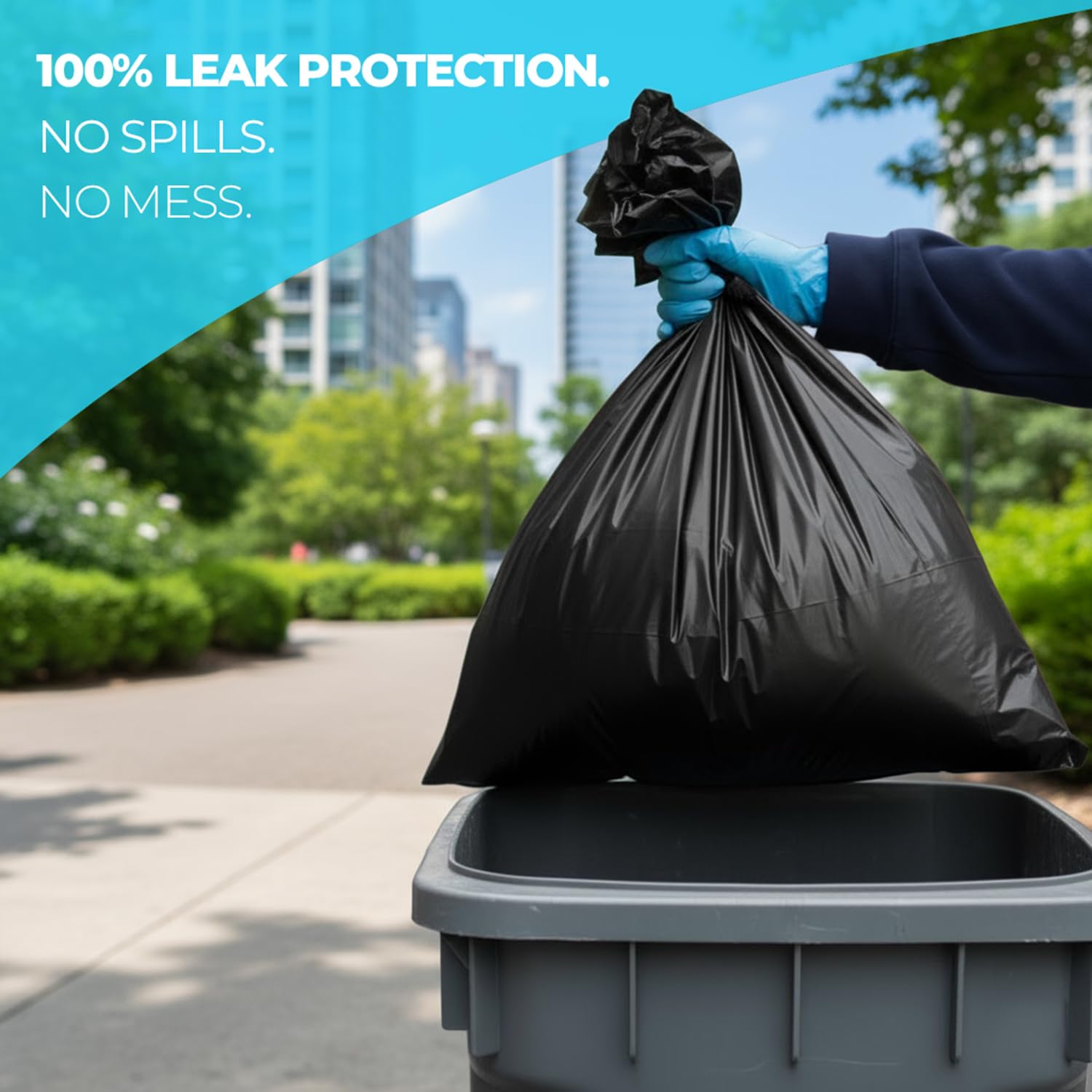 Roe Tenpo 75L Black Bin Bags - 20 Pack, 30 Micron, Leak-Resistant, Eco-Friendly 6