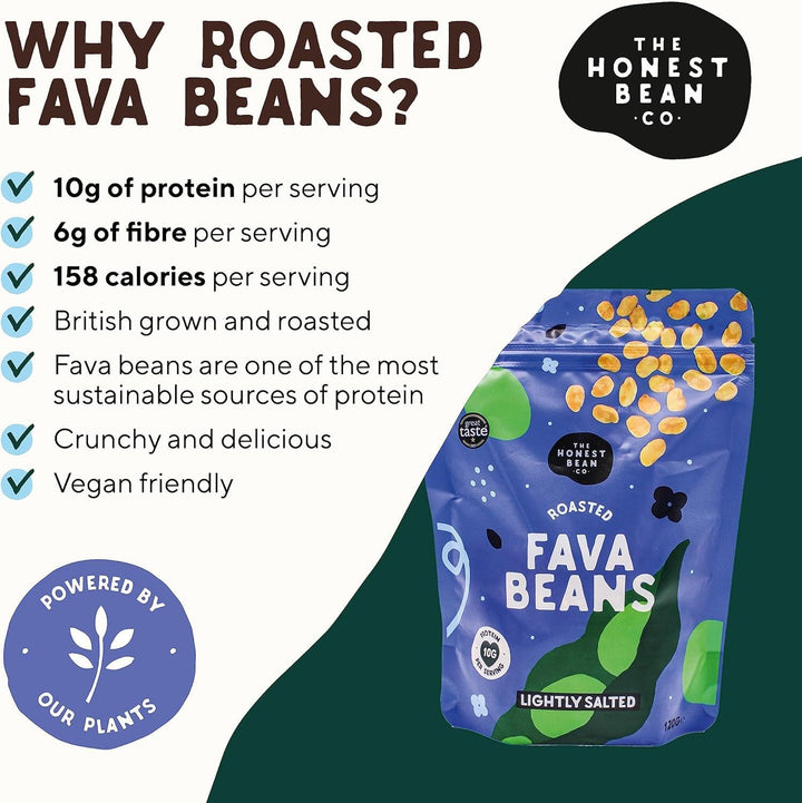 The Honest Bean Co Roasted Fava Beans Lightly Salted High Protein Vegan Snack 120g