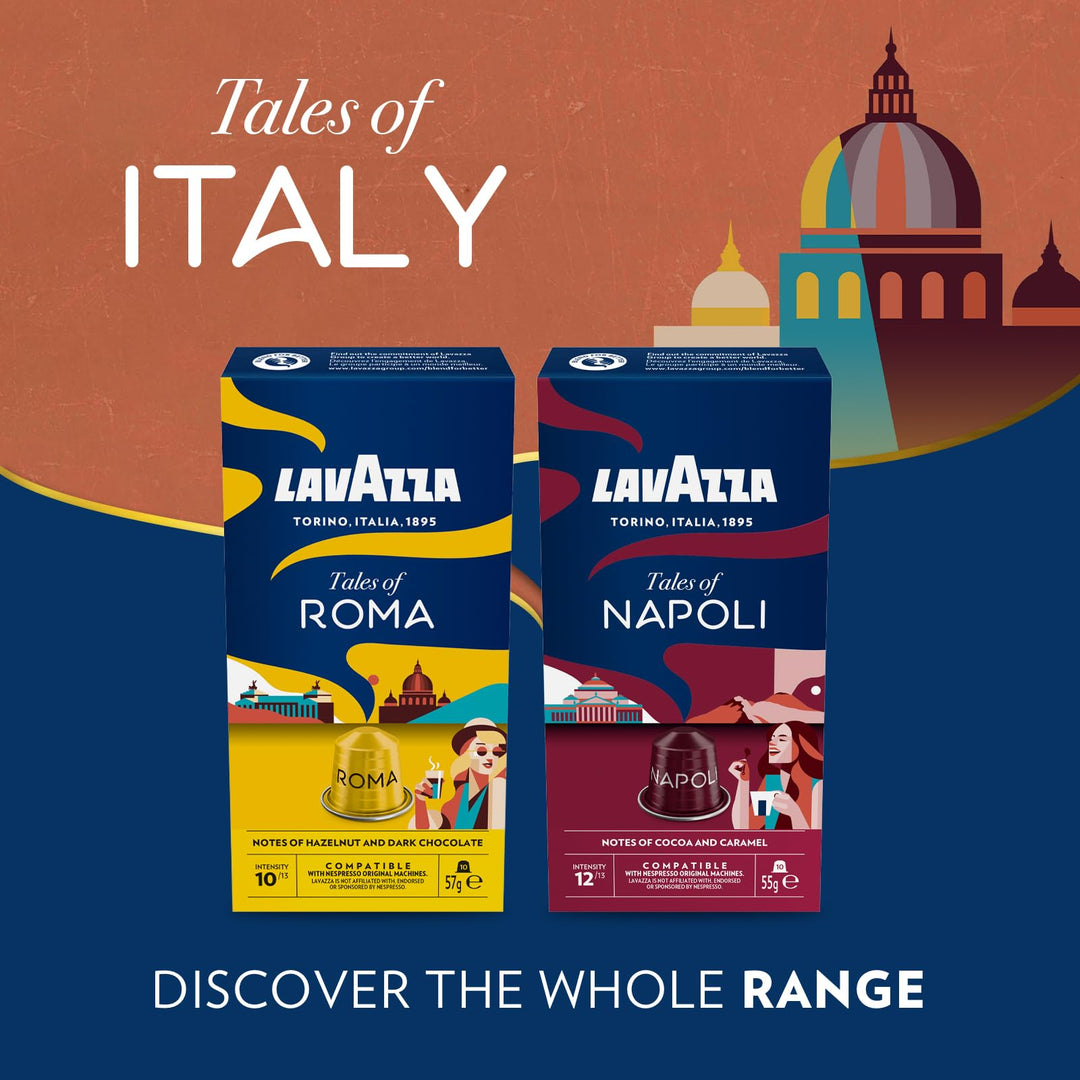Lavazza Tales of Napoli, 100 Aluminium Coffee Capsules Compatible with Nespresso Machines