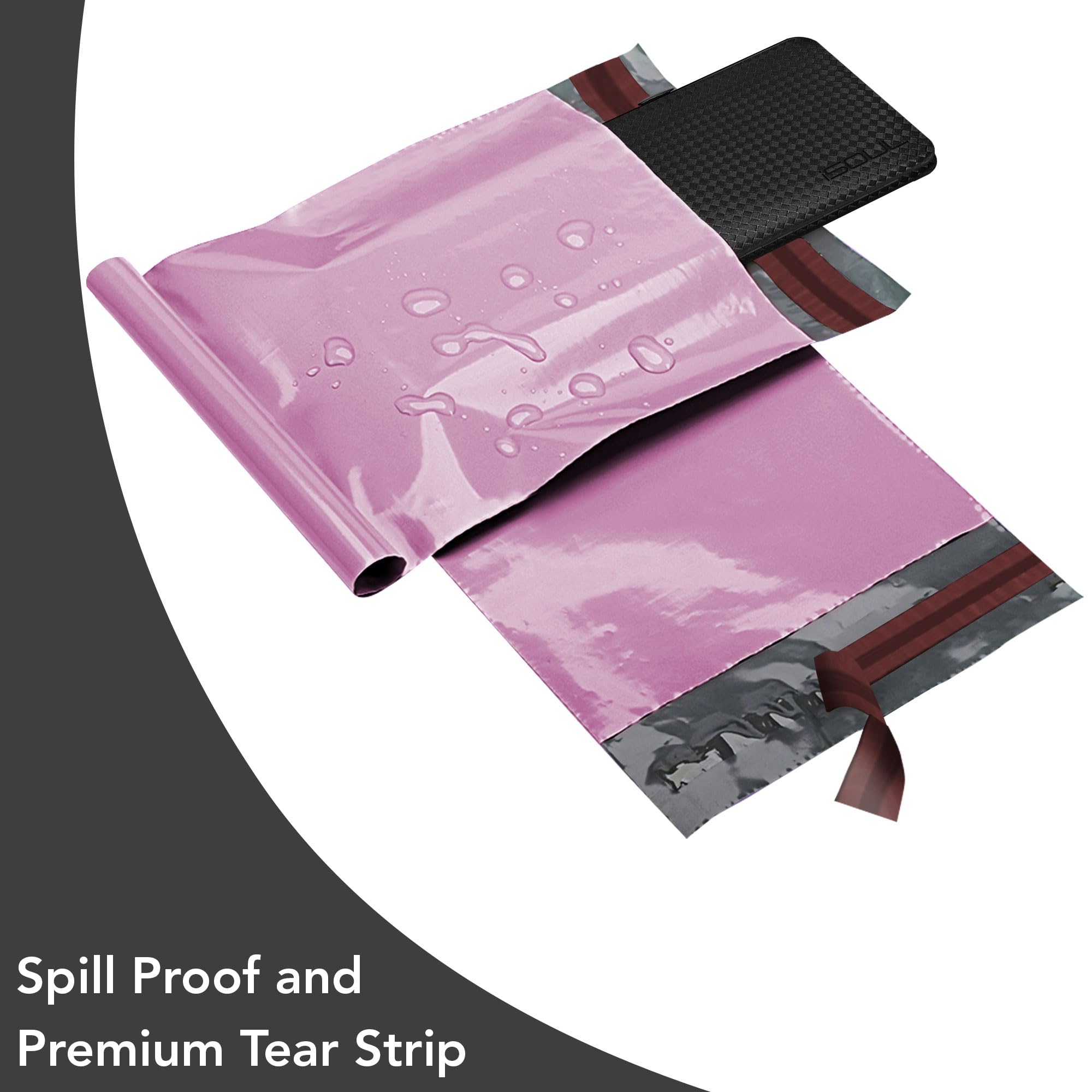 iSOUL 125 Pink Poly Mail Bags - 5 Assorted Sizes (4.5x7 to 12x16 in) | Self-Seal 3