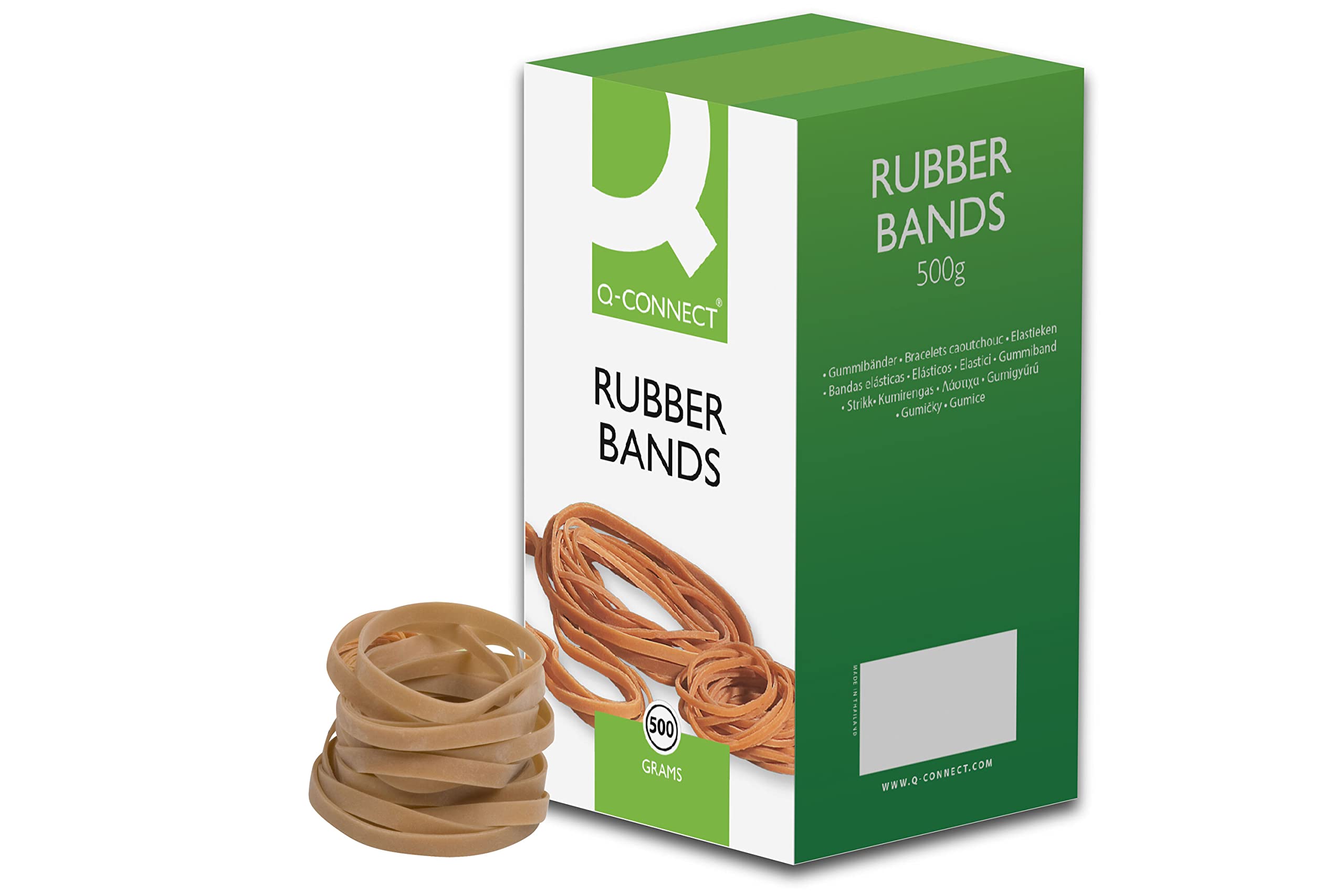 Q-Connect Rubber Bands No.38 - 152.4 x 3.2 mm | 500 g Pack | Oak/Beige 1