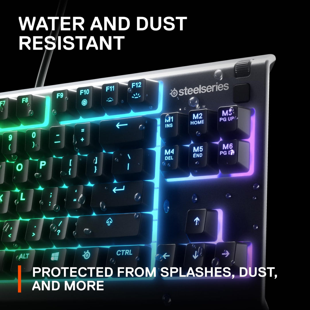 SteelSeries Apex 3 TKL RGB Gaming Keyboard - Tenkeyless Compact Design - IP32 Water & Dust Resistant - English QWERTY - Black