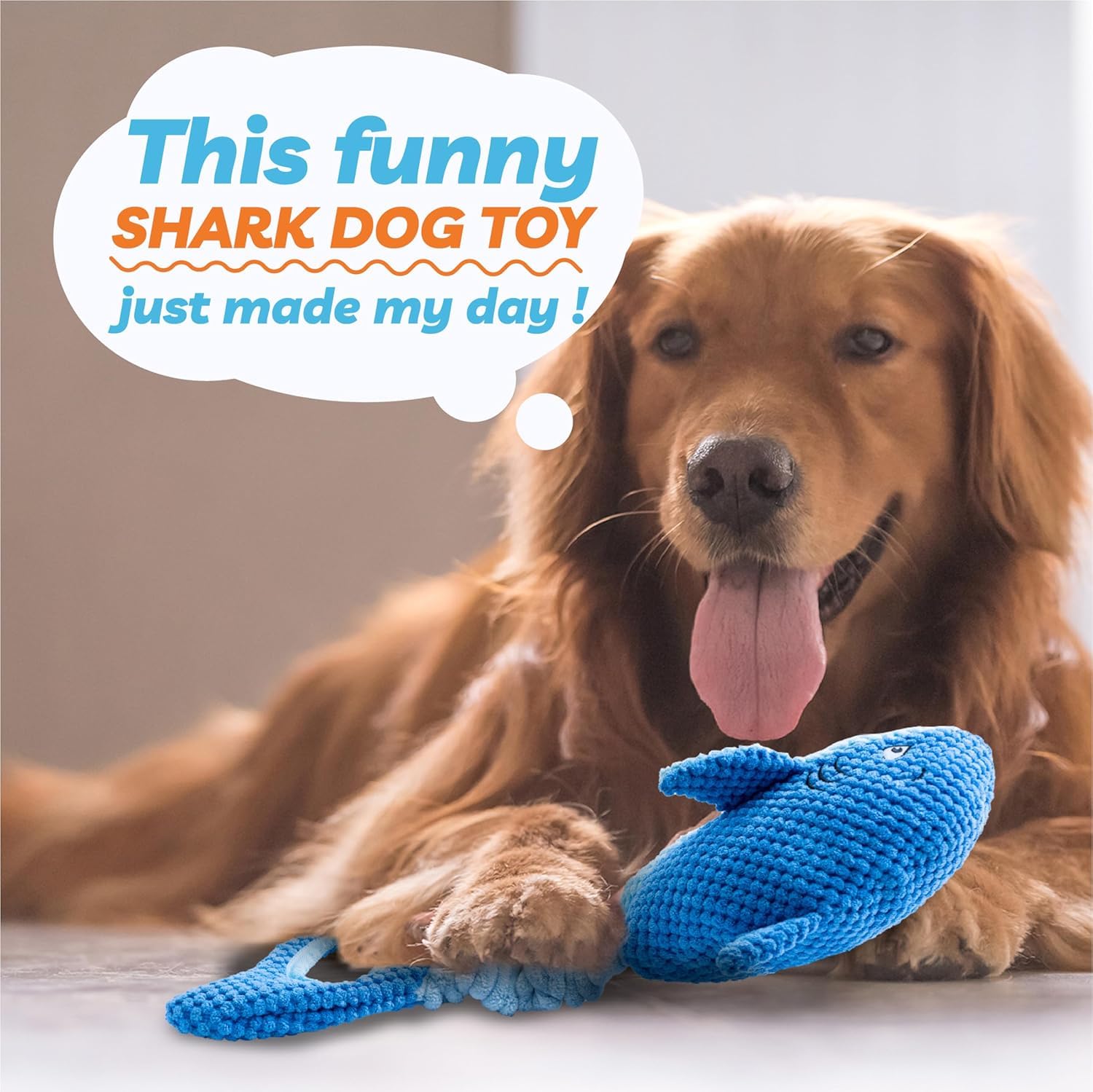 LEGEND SANDY Shark Squeak Toy for Aggressive Chewers | Heavy Duty Tug Toy | Blue 6