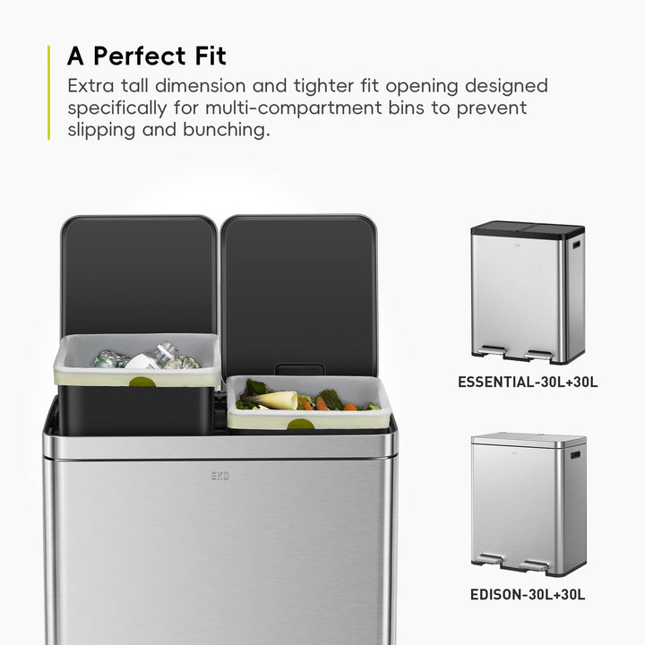 EKO Heavy Duty 18-30L Drawstring Bin Bags, Leakproof & Tear-Resistant Kitchen Bin Liners, 49 x 70 cm, 20 Count, Code F-1