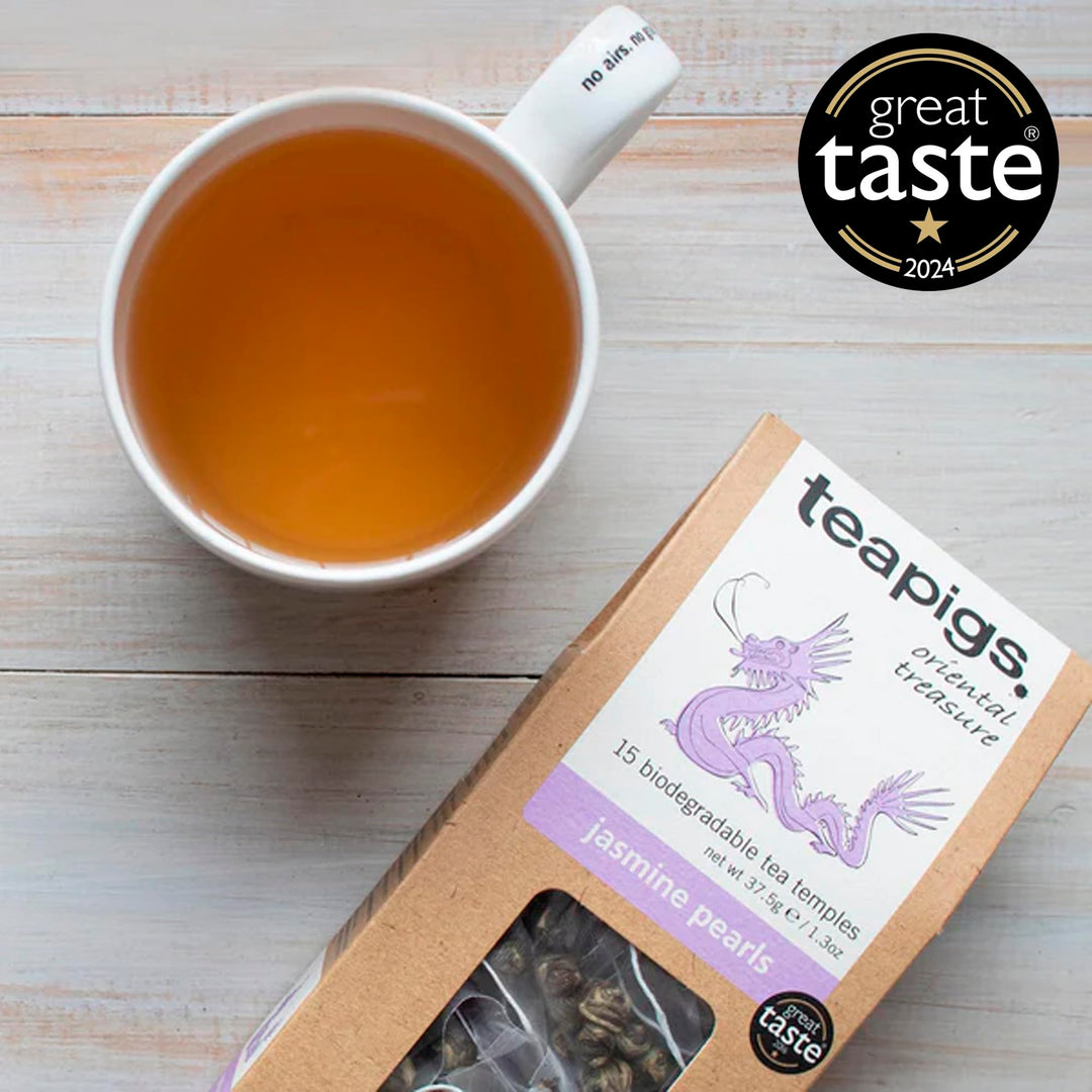 teapigs Jasmine Pearls Green Tea - Hand-Rolled Jasmine Infused Tea Bags, 50 Biodegradable Tea Temples