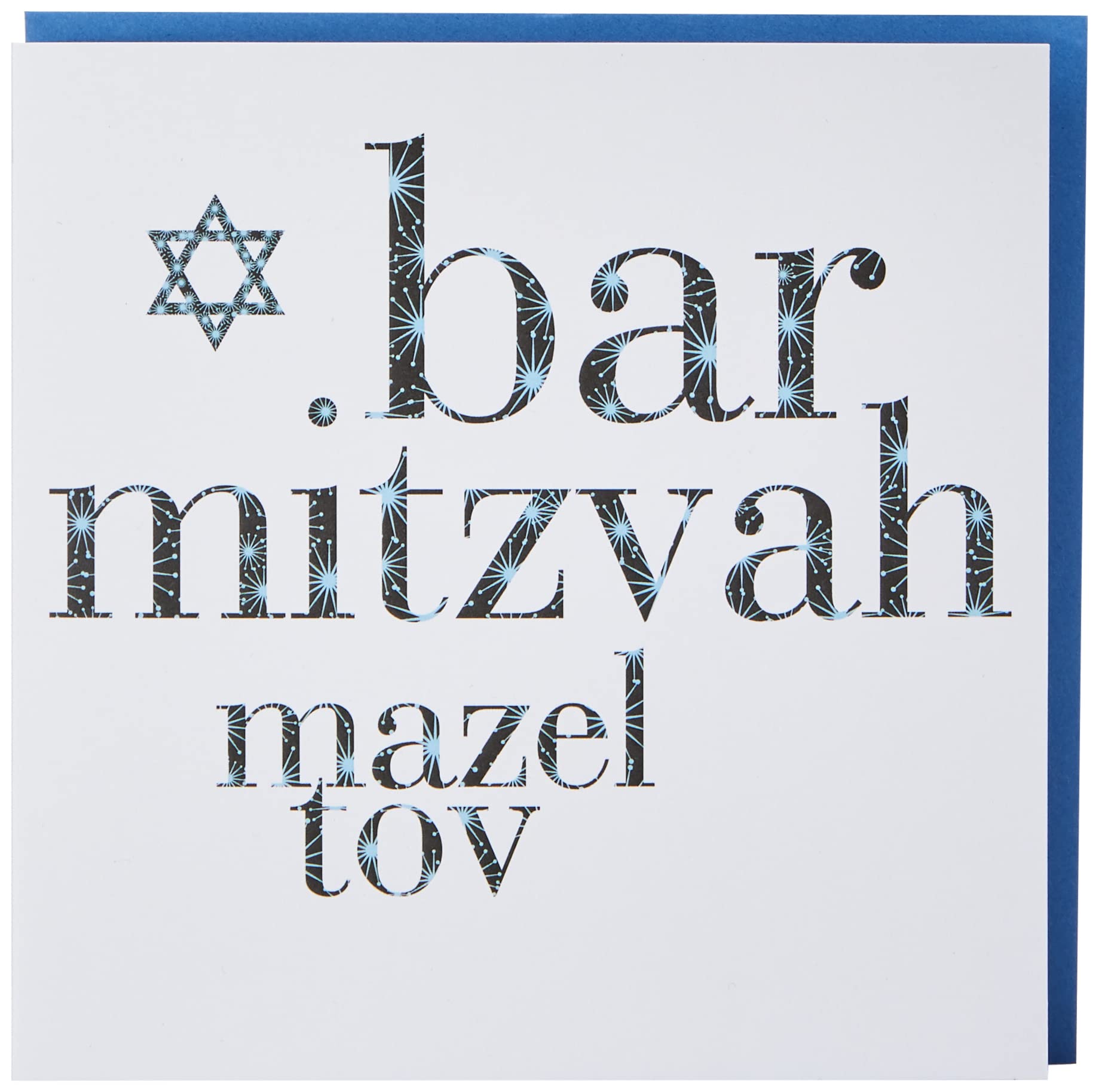 Claire Giles Greeting Cards Toast Blue Pattern Bar Mitzvah Card - 150x150mm | Heavy 350gsm Card Stock 1