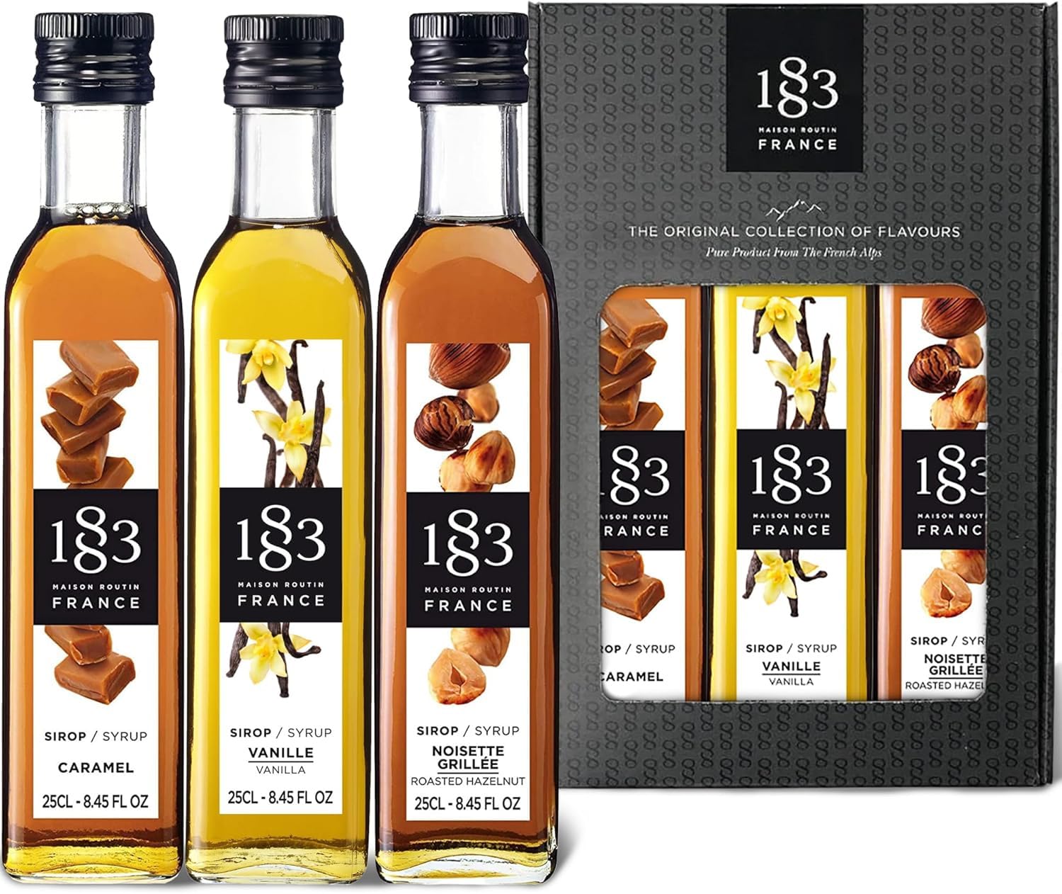 1940 MAISON ROUTIN Premium Syrup Gift Set - Vanilla, Caramel & Roasted Hazelnut | 750 ml 1