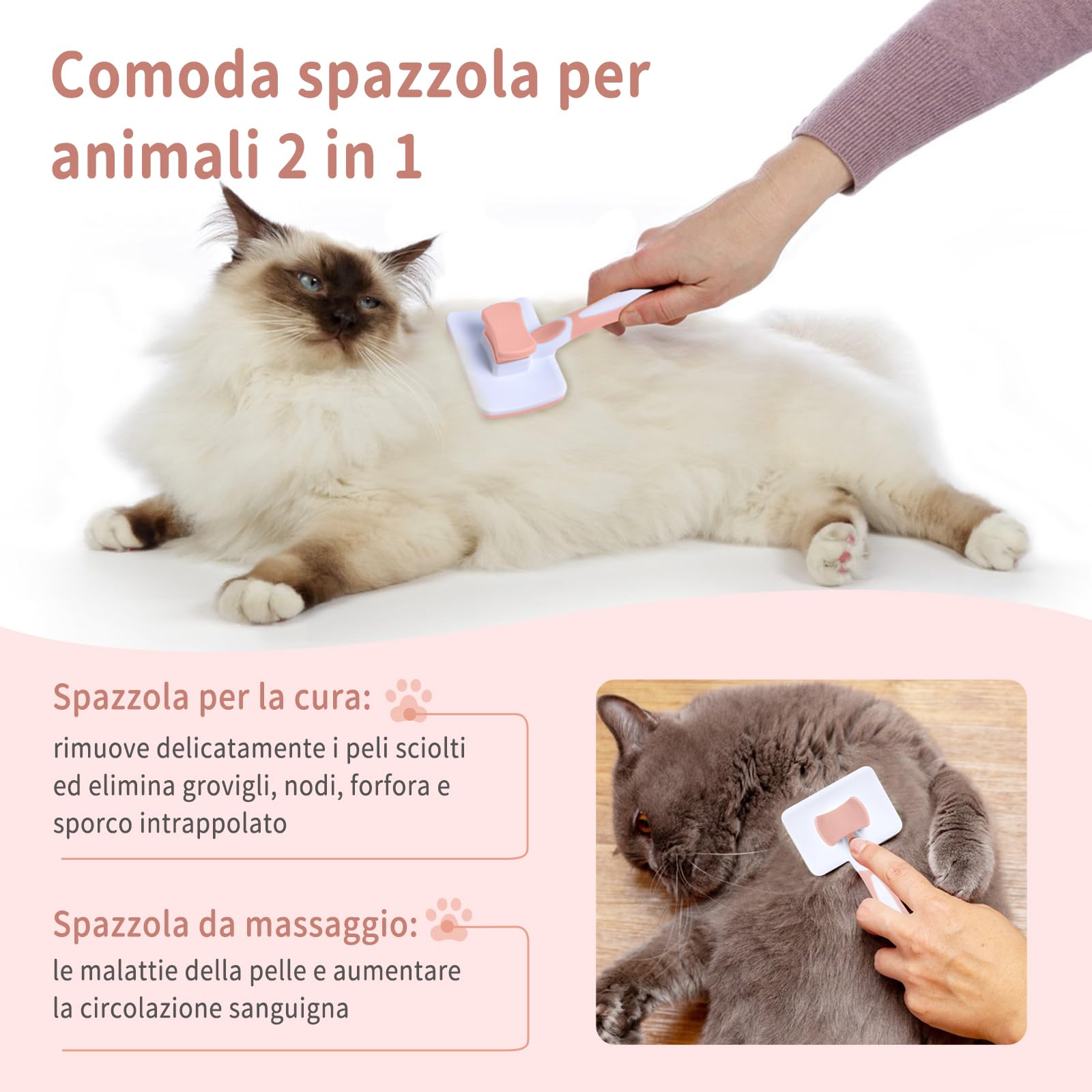 Vinabo Self-Cleaning Pet Brush for Dogs and Cats | Stainless Steel Bristles | Cinnamon 5