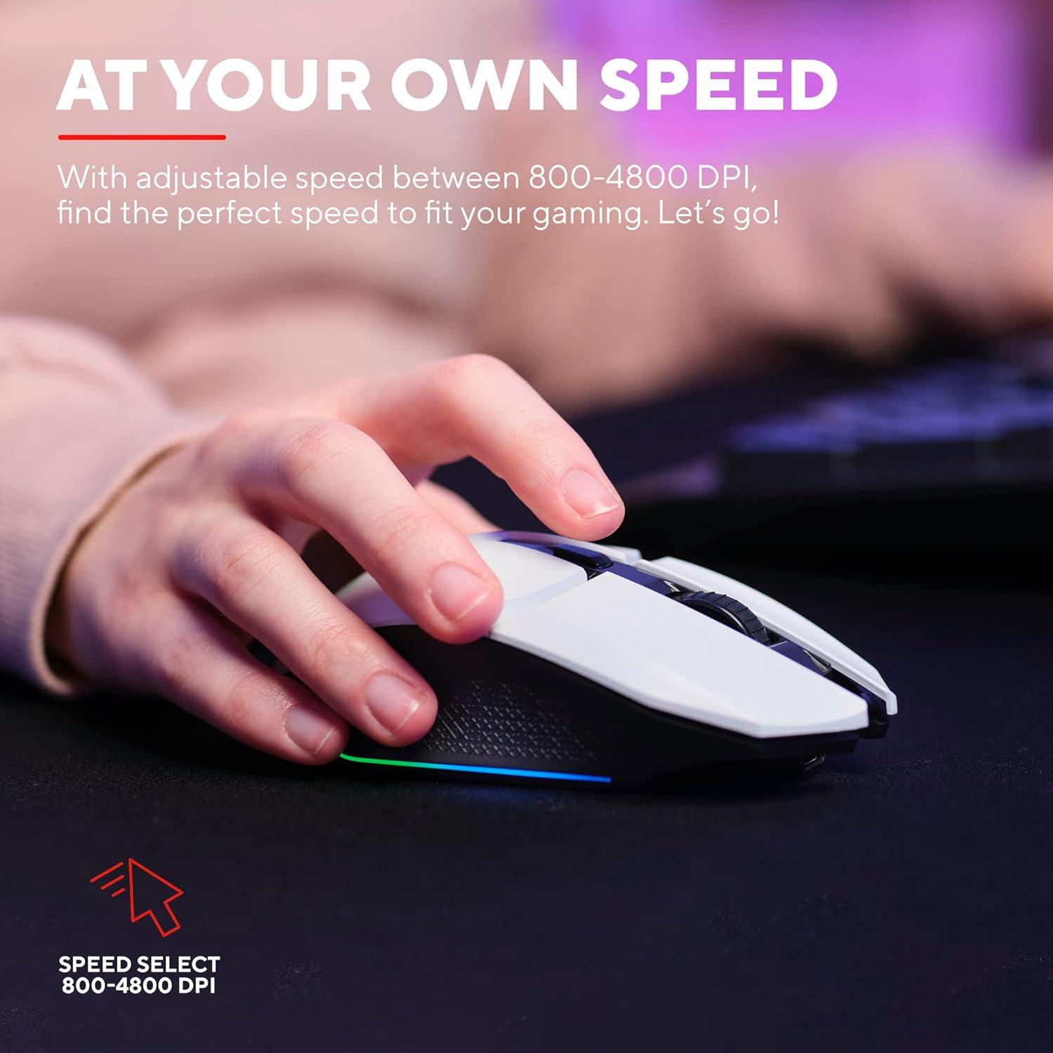 Trust GXT 110W Felox Rechargeable Wireless Gaming Mouse – 80h Battery, 800-4800 DPI, RGB Lighting, 6 Buttons, White 5