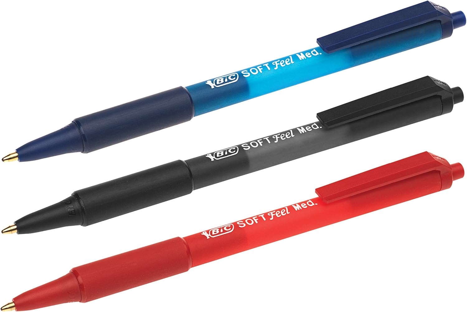 BIC Soft Feel Ballpoint Pens - Black - Pack of 3 Pens - Medium Point (1.0 mm) with Rubber Grip for Comfort 12
