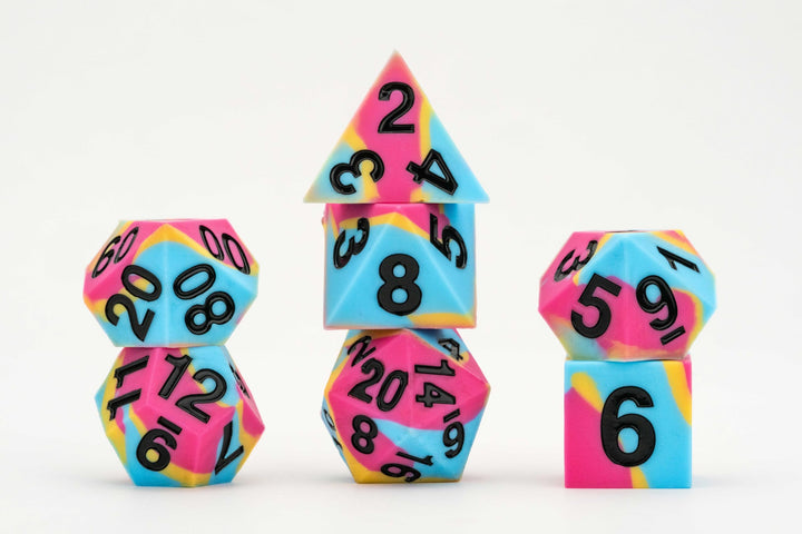 FanRoll Pansexual Pride Sharp Edge Silicone Rubber Polyhedral Dice Set (FAN7507)