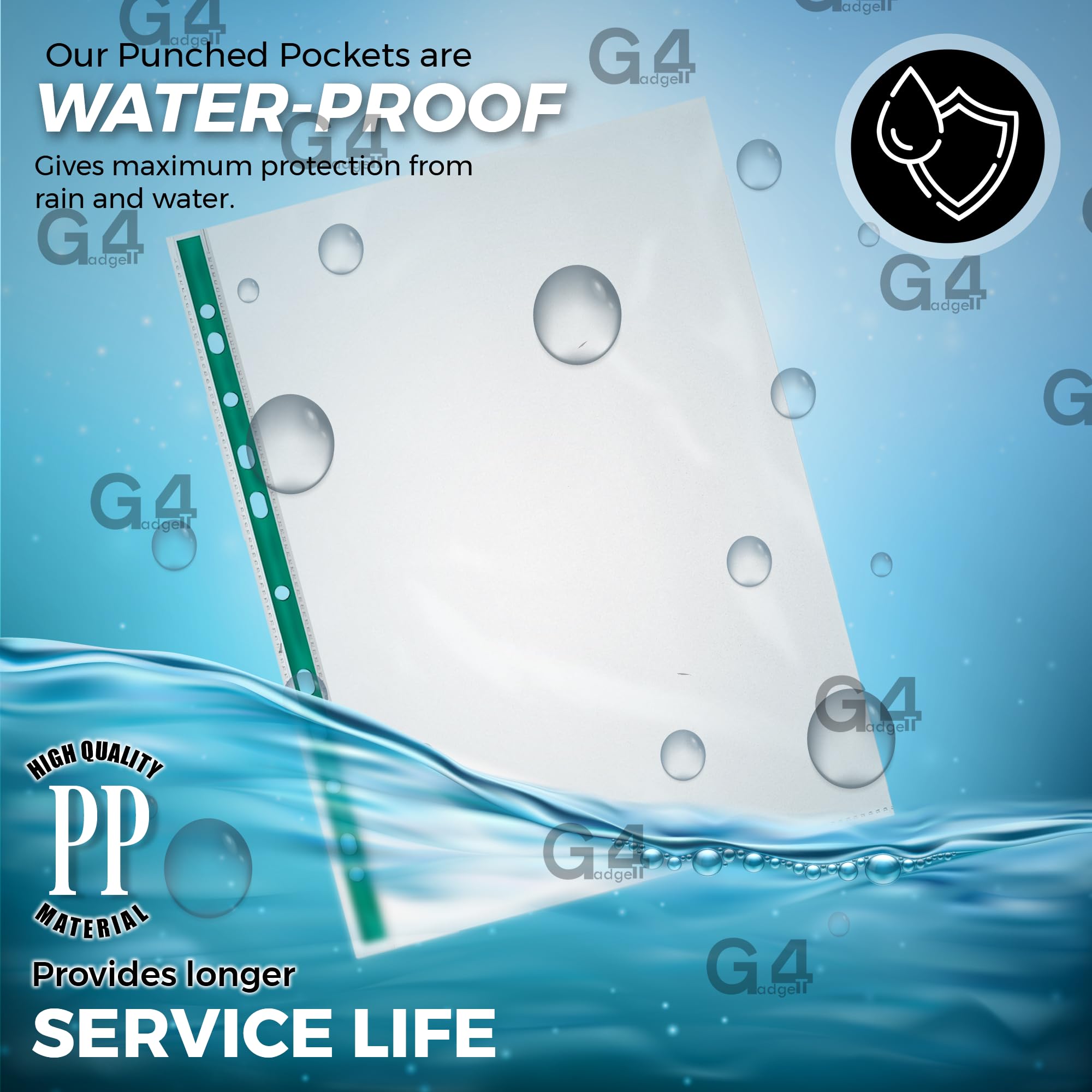 G4GADGET Heavy Duty A4 Sheet Protectors - 100 Pack | Crystal Clear | 90 Micron Polypropylene 4