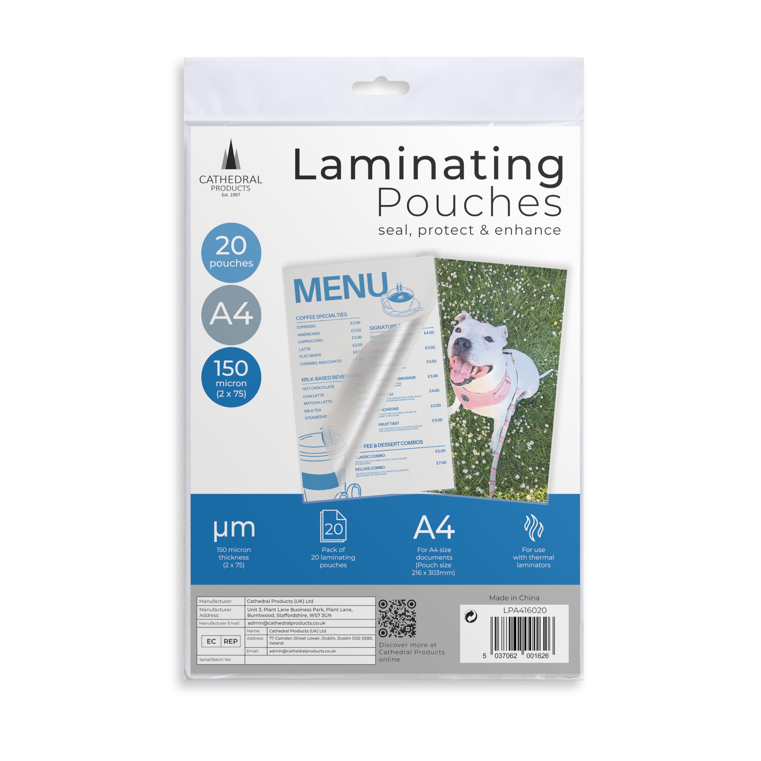 Cathedral Products A4 Laminating Pouches - 150 Micron Thickness | Pack of 20 | Crystal Clear Gloss Finish 1