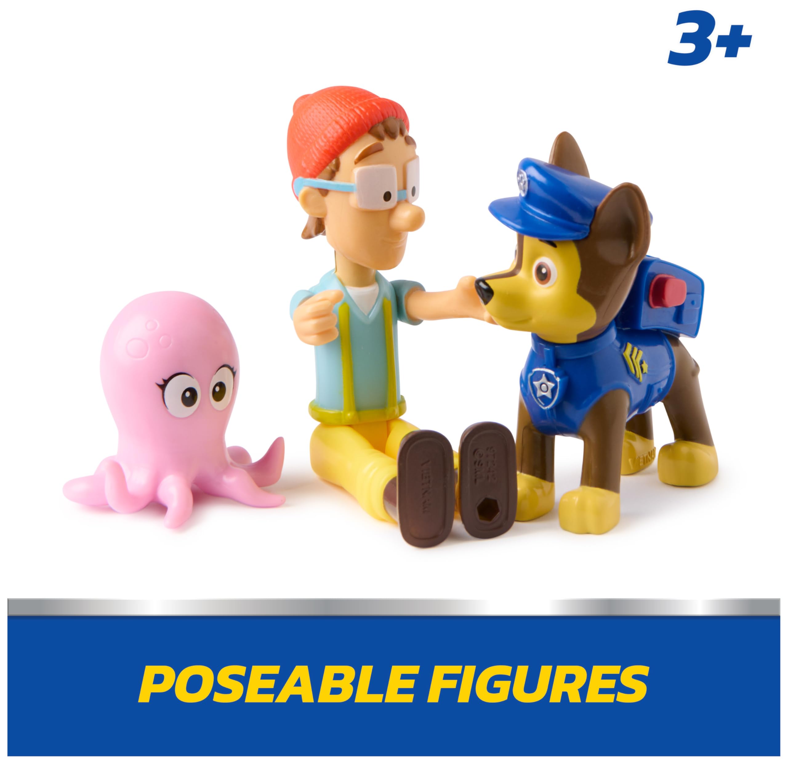 Paw Patrol Chase & Captain Turbot Figure Pack with Baby Octopus Toy Figure | Ages 3+ | 3 Figures Included 3