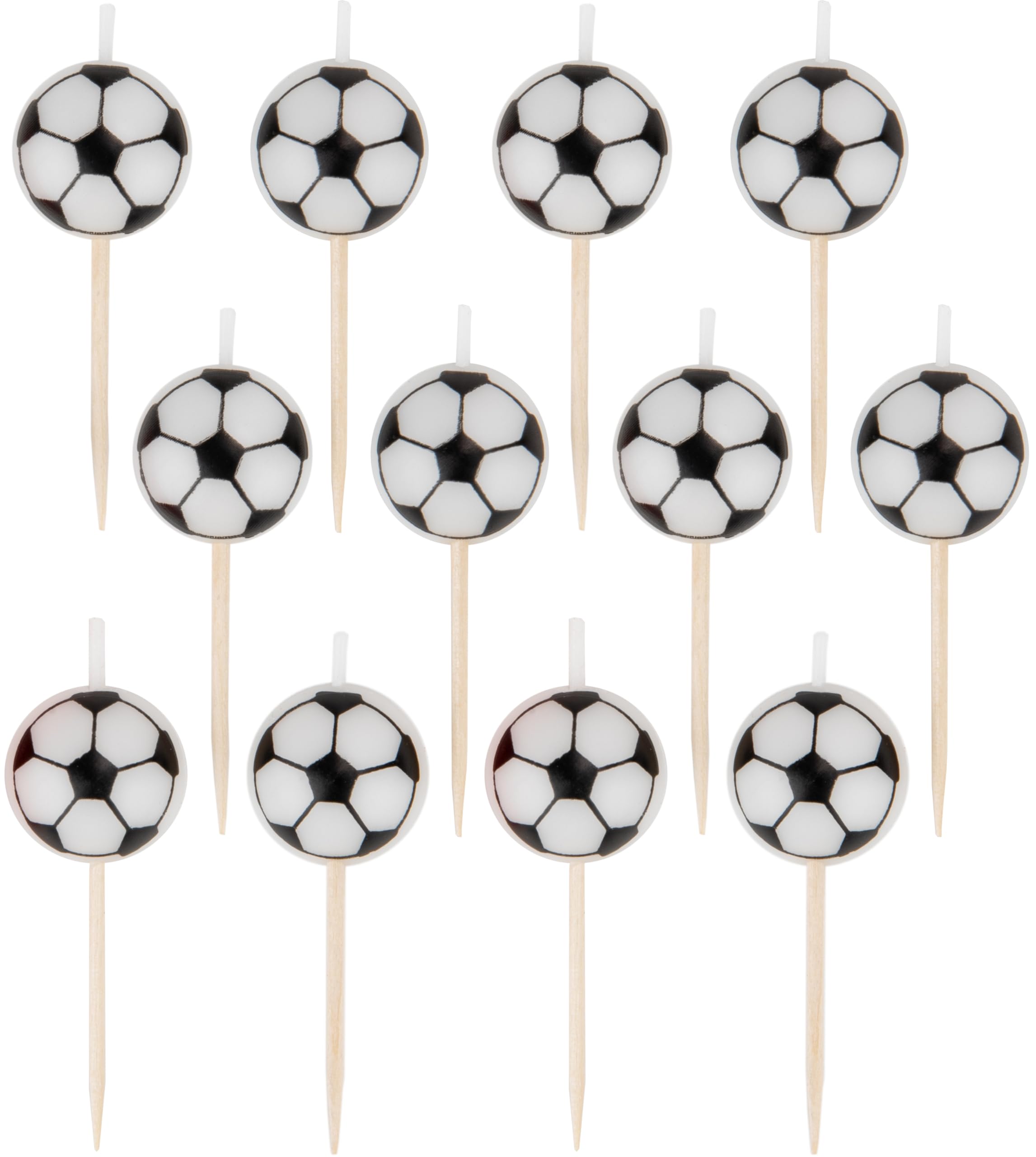 Football Candles with Wooden Pick - 8cm Height, Pack of 12 2