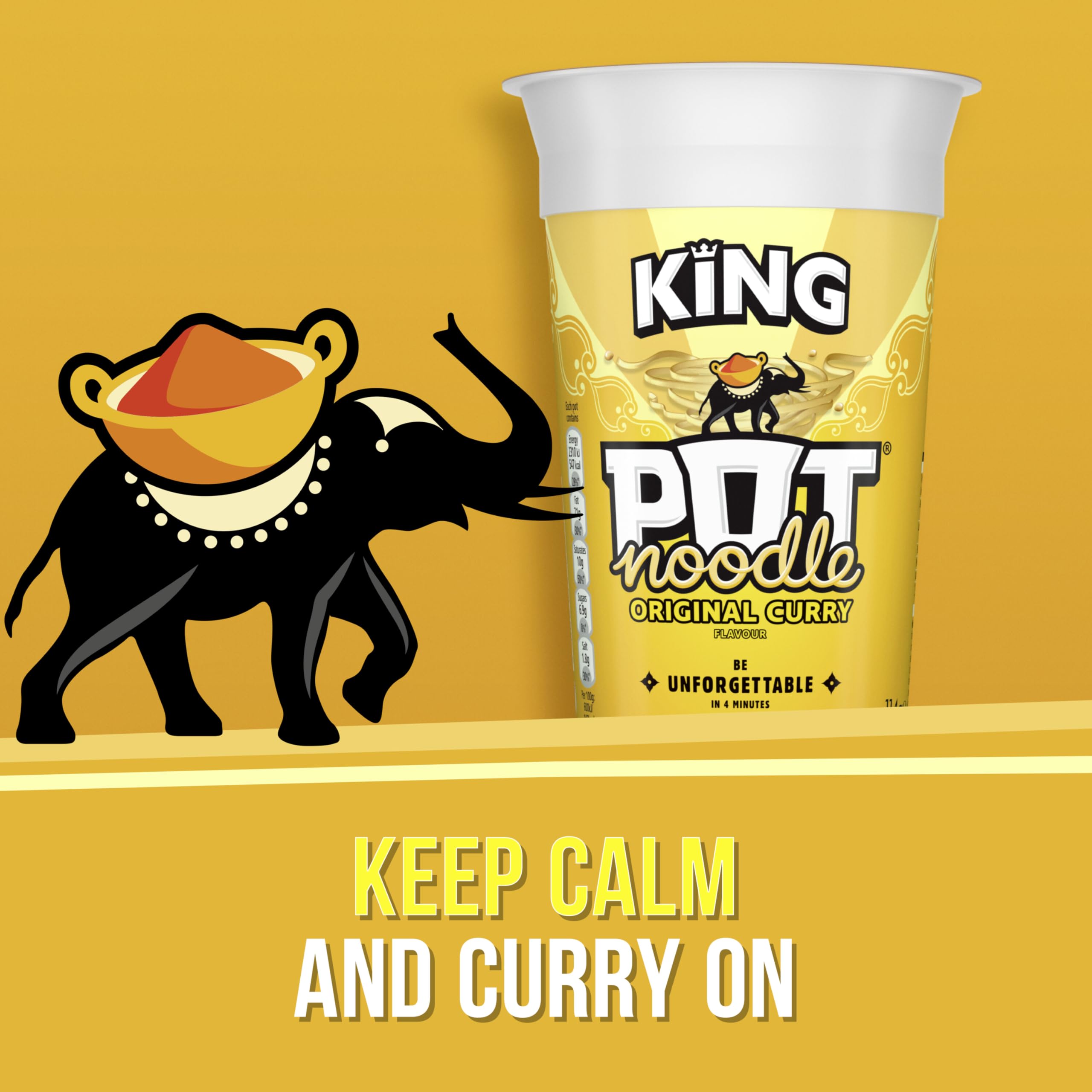 Pot Noodle King Size Original Curry Instant Vegetarian Noodle Snack 114g