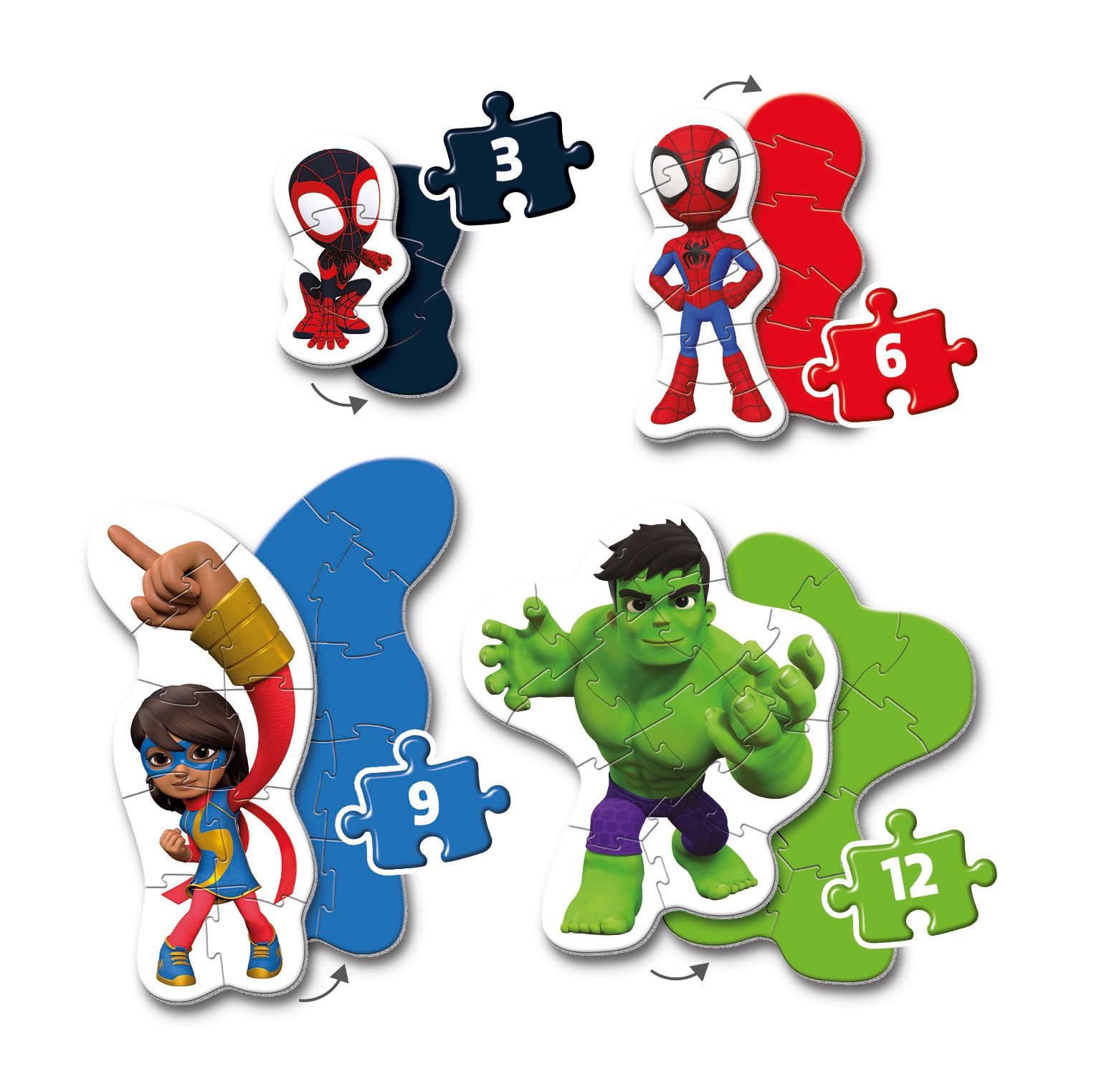 Clementoni Marvel Spidey And His Amazing Friends Jigsaw Puzzle Set 20836 | 3, 6, 9, 12 Pieces | Ages 2+ 4