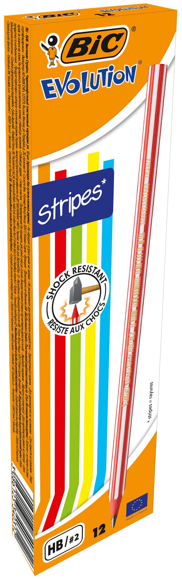 BIC Evolution Graphite Pencils - Box of 12 - HB Lead, Wood-Free, Splinter-Proof | Erasable 1