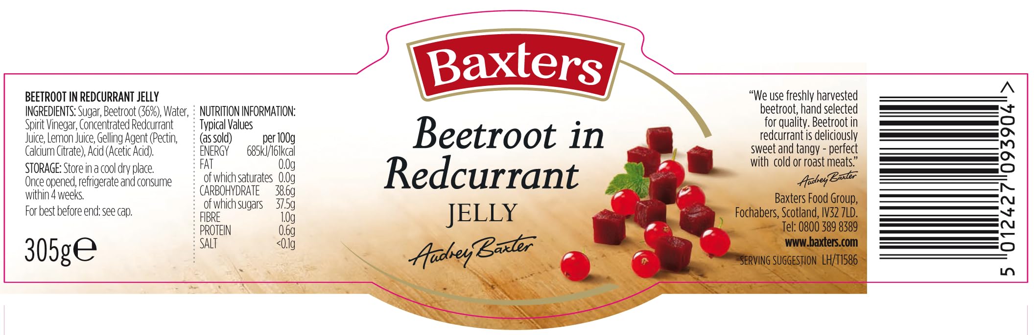 Baxters Beetroot in Redcurrant Jelly - 305g Jar | Vegetarian Friendly