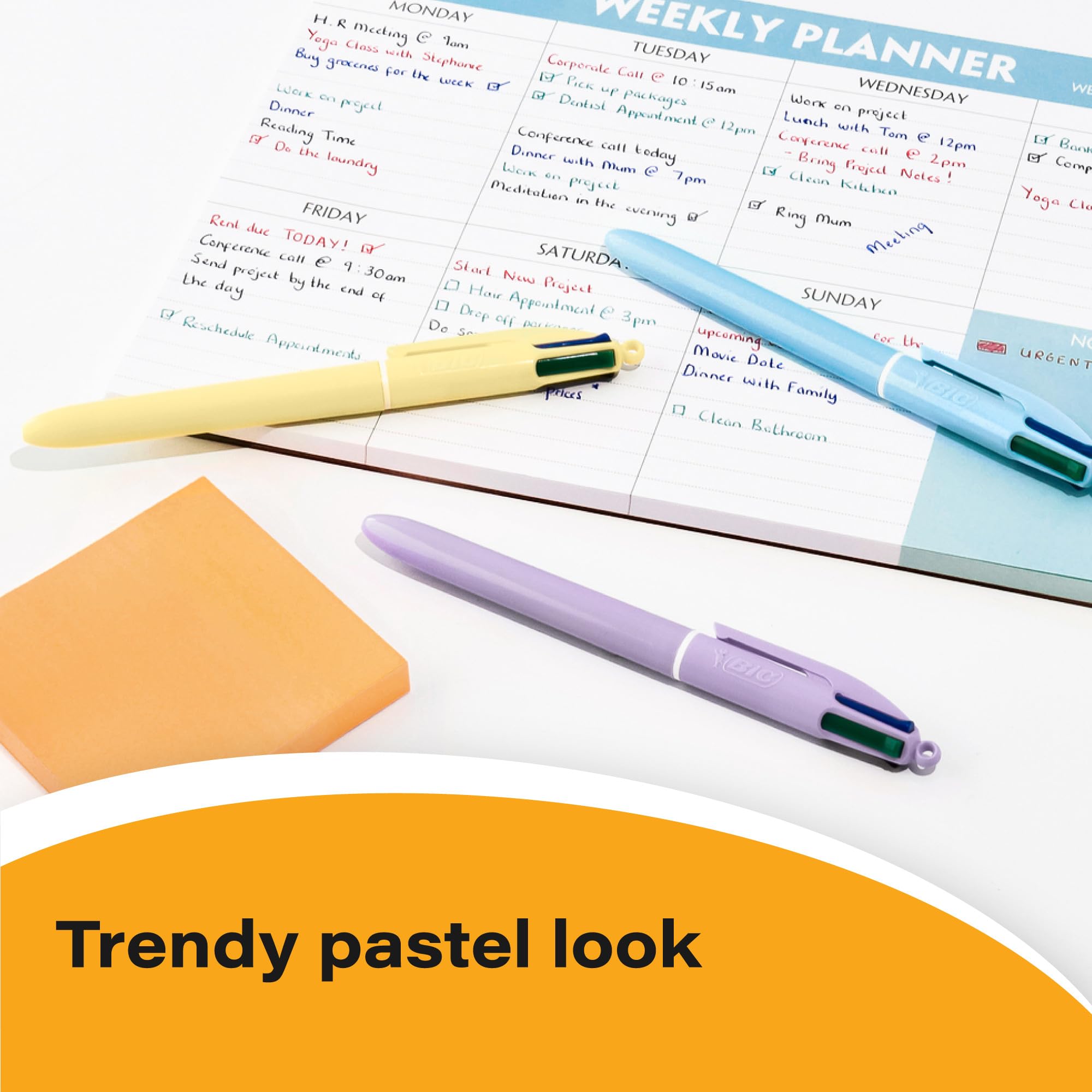 BIC 4 Colours Pastel Retractable Ballpoint Pens - Medium Point (1.0mm) - 6 Pack 4