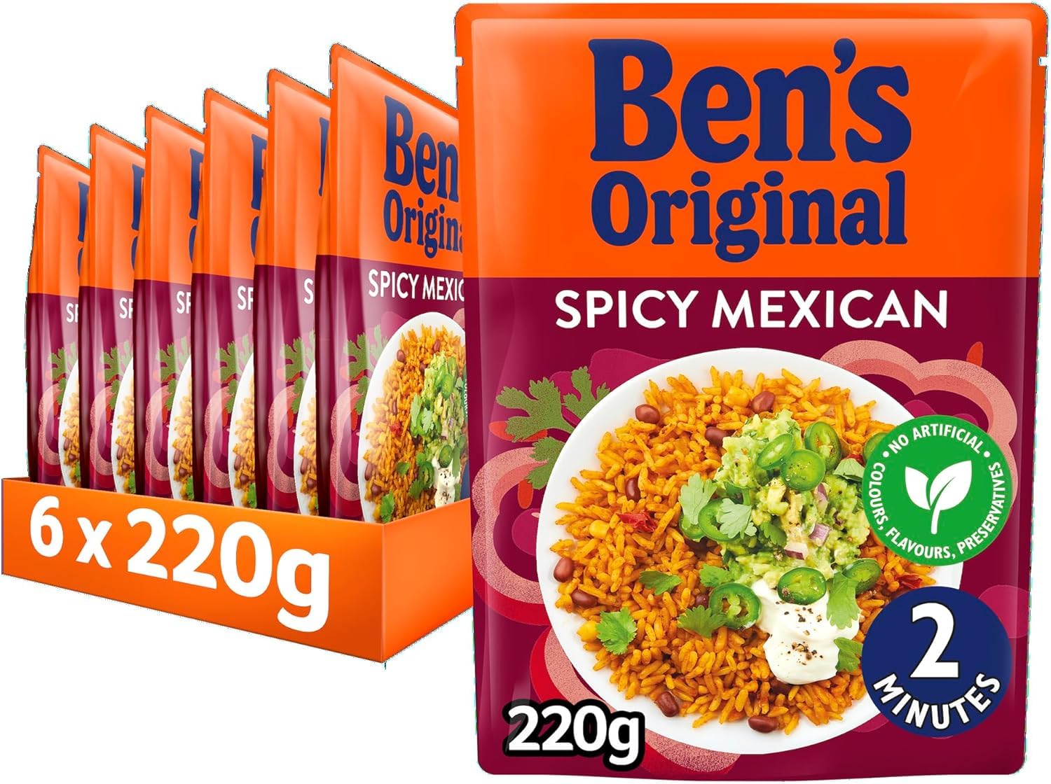 Ben's Original Spicy Mexican Microwave Rice, 6 x 220g Pouches 1