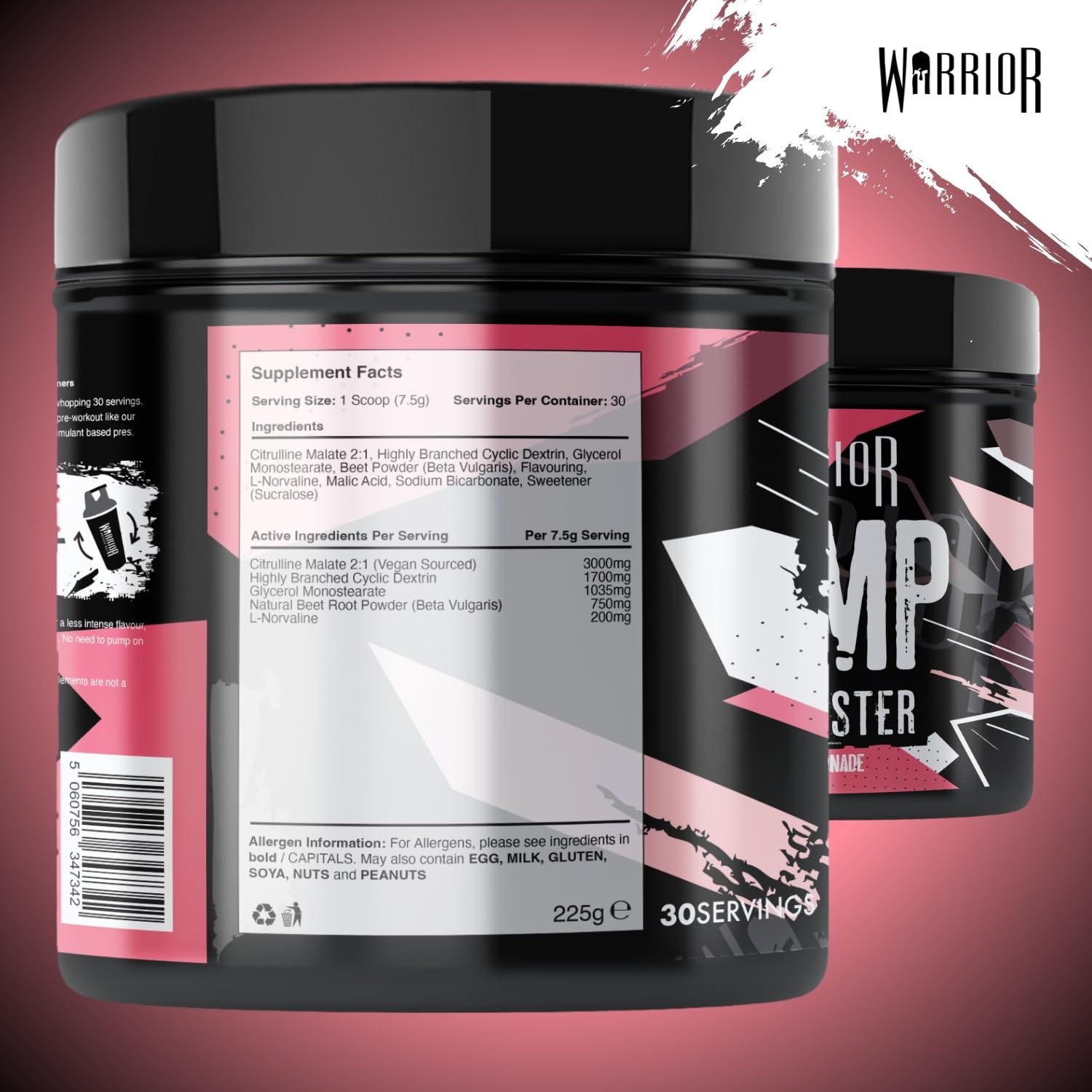 Warrior Pump Pre Workout Powder - Non Stim & Caffeine Free | 225g | 30 Servings 7
