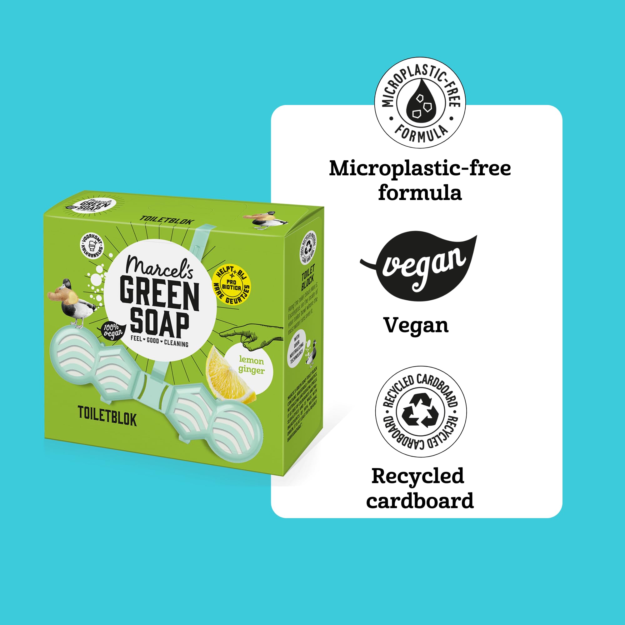 Marcel's Green Soap Toilet Block - Ginger & Lemon Scent | Vegan | Microplastic-Free Formula 3