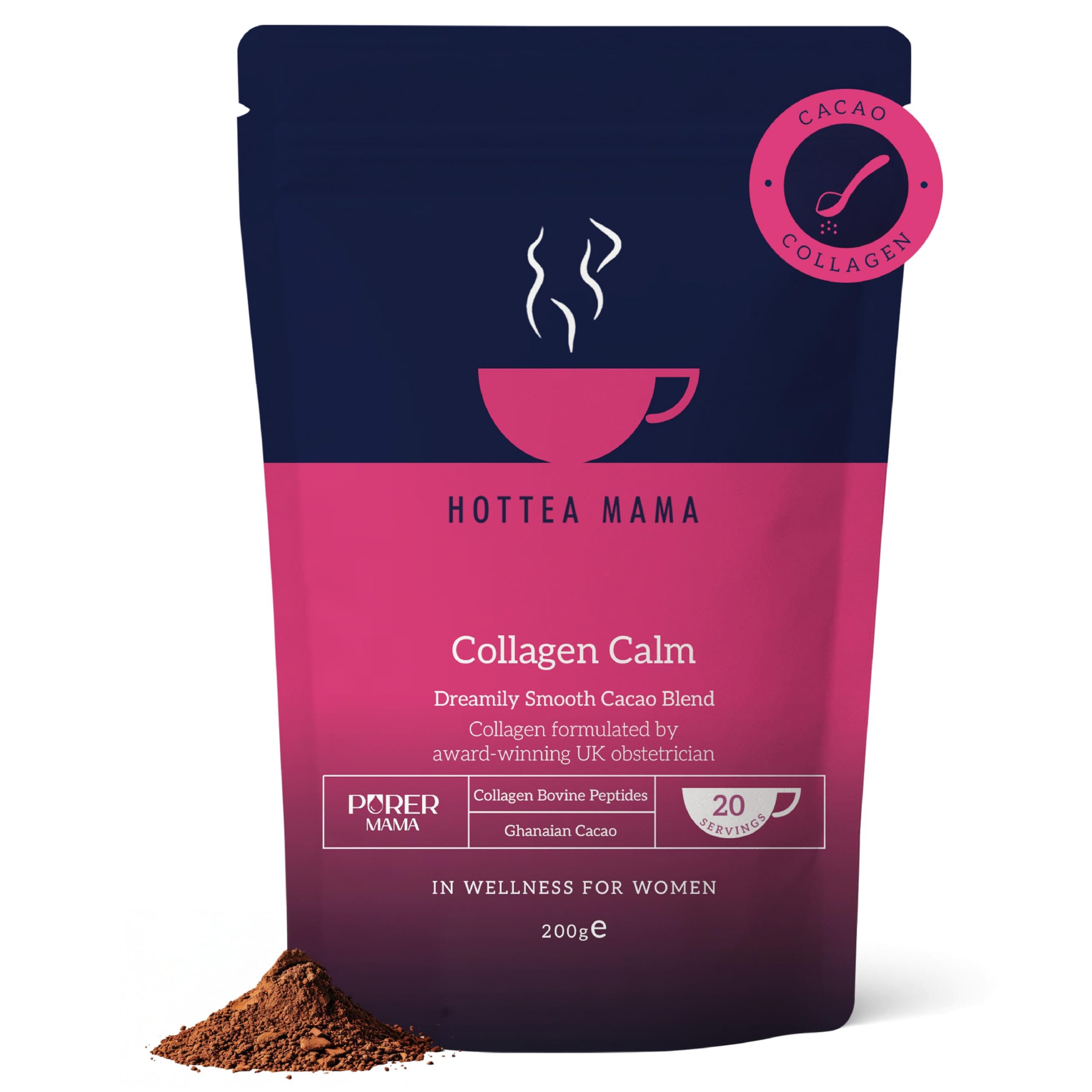 HOTTEA MAMA Collagen Calm Hot Chocolate Powder - Skin, Hair & Nails Support | 200g