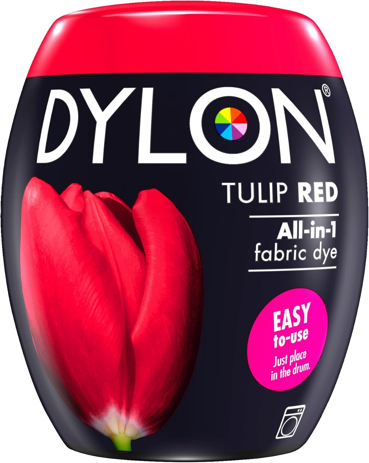 DYLON - Waschmaschinen-Textilfarbstoff-Pod für Kleidung und Heimtextilien, 350 g – Tulpenrot