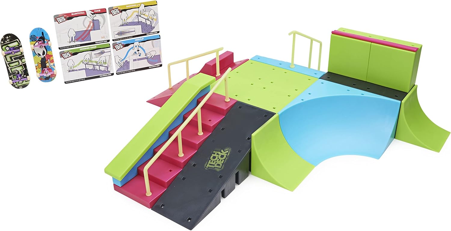 Tech Deck Neon Mega Park X-Connect Creator - Glow-in-the-Dark Customizable Skatepark Playset for Ages 6+ 4