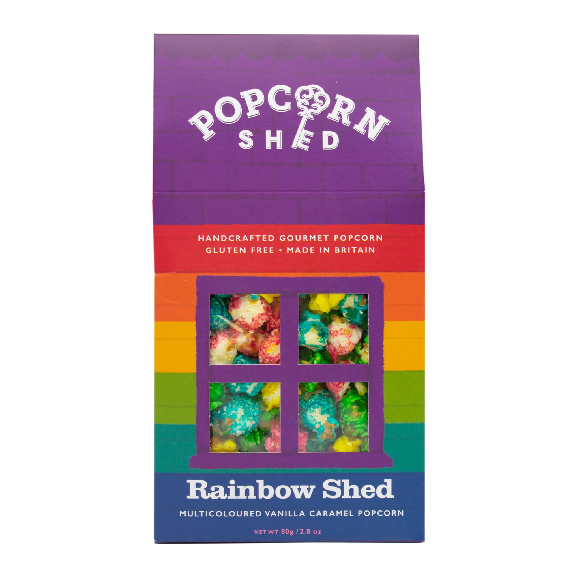 Popcorn Shed Rainbow Shed Gourmet Popcorn (1 x 80g) - Multicoloured Vanilla Caramel Snack 1