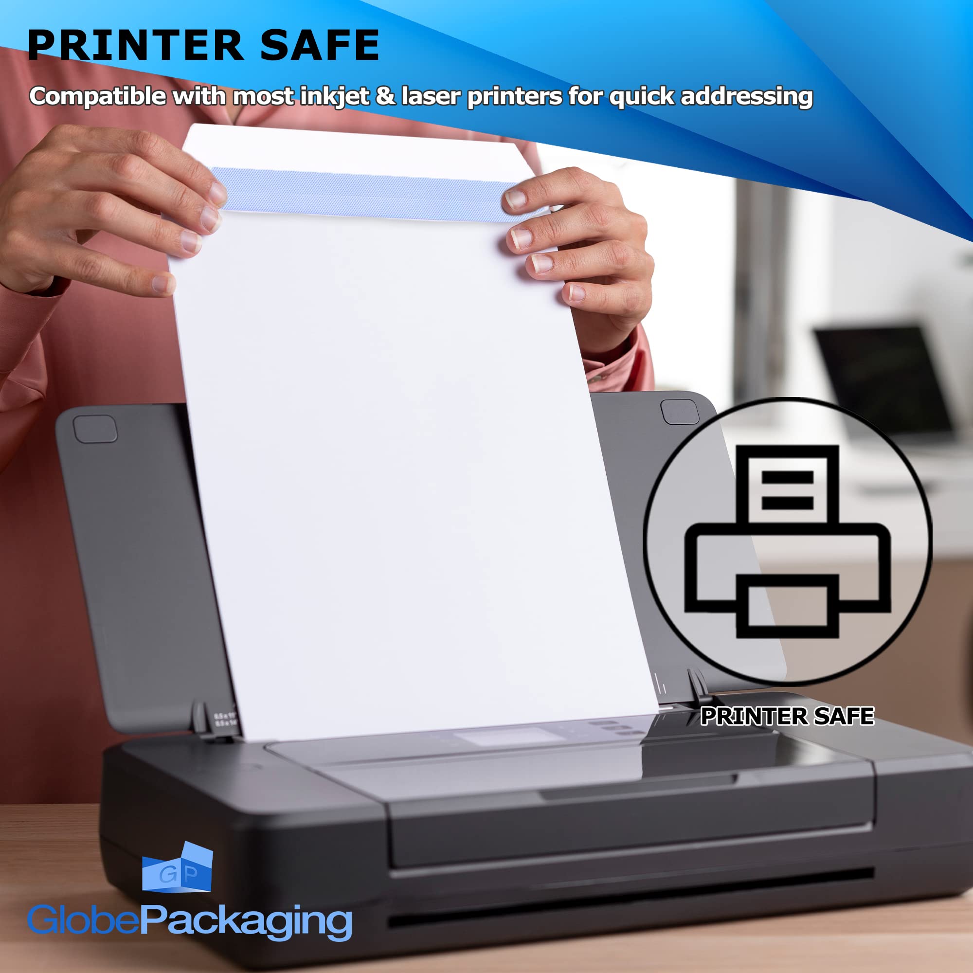 Globe Packaging C4/A4 Plain White Self Seal Envelopes 90gsm, Pack of 50 | Blue Security Tint | Made in the UK 6