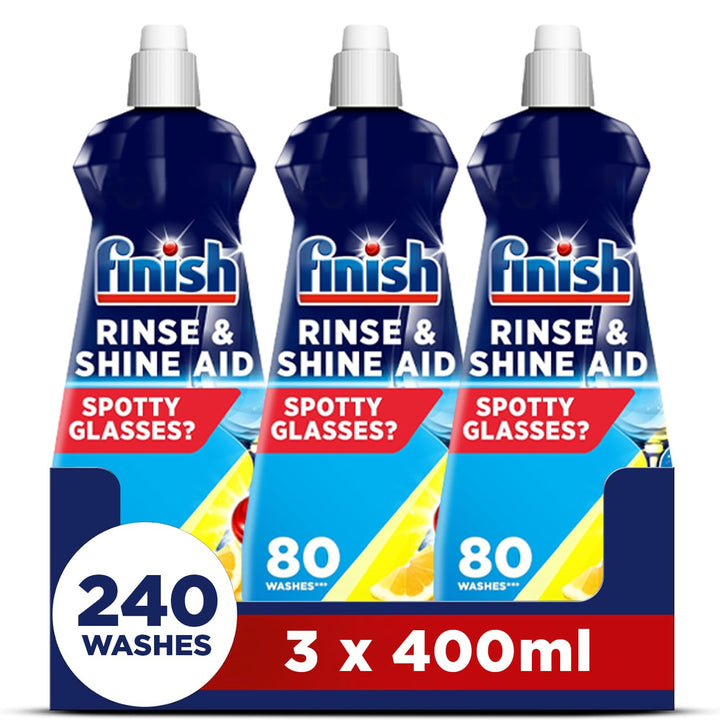 Finish - Rinse & Shine Dishwasher Rinse Aid, Lemon, 1.2L (400ml x 3)