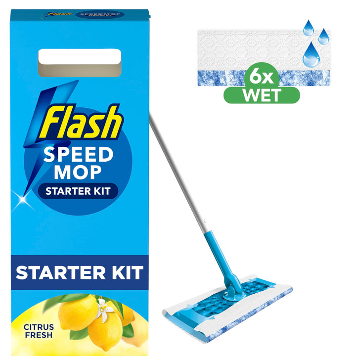 Flash - Speedmop Wet Mop Floor Cleaner Starter Kit with Scrubbing Action