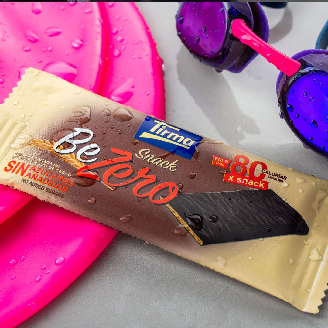 Tirma BeZero Dark Chocolate Dipped Light Biscuits | No Added Sugars, 80 kcal Each | 6 Individually Wrapped Snacks
