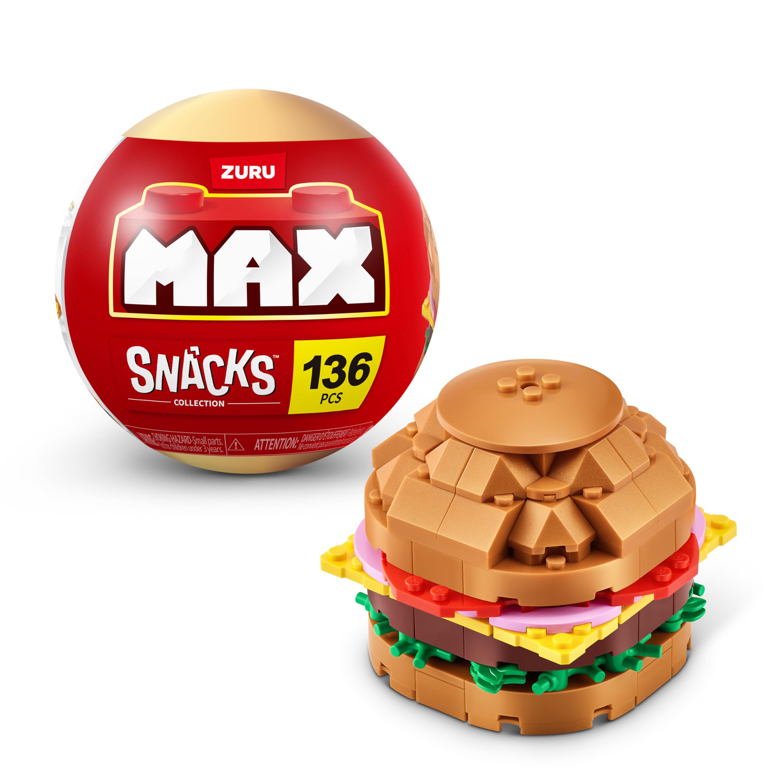 MAX Premium Snacks Building Bricks - Hamburger Collectible Toy Set for Ages 3+ 1