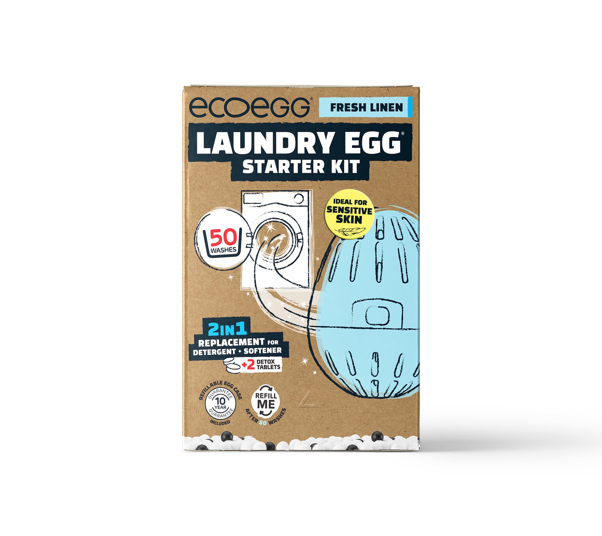 Ecoegg Laundry Egg Starter Kit - 50 Washes | Vegan | Hypoallergenic | Fresh Linen Scent 1