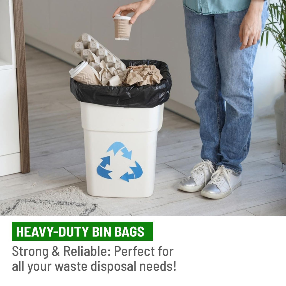 Delka Heavy Duty Black Bin Bags – 25 Micron Extra Strong Leak-Proof Garbage Liners – 25 Pack