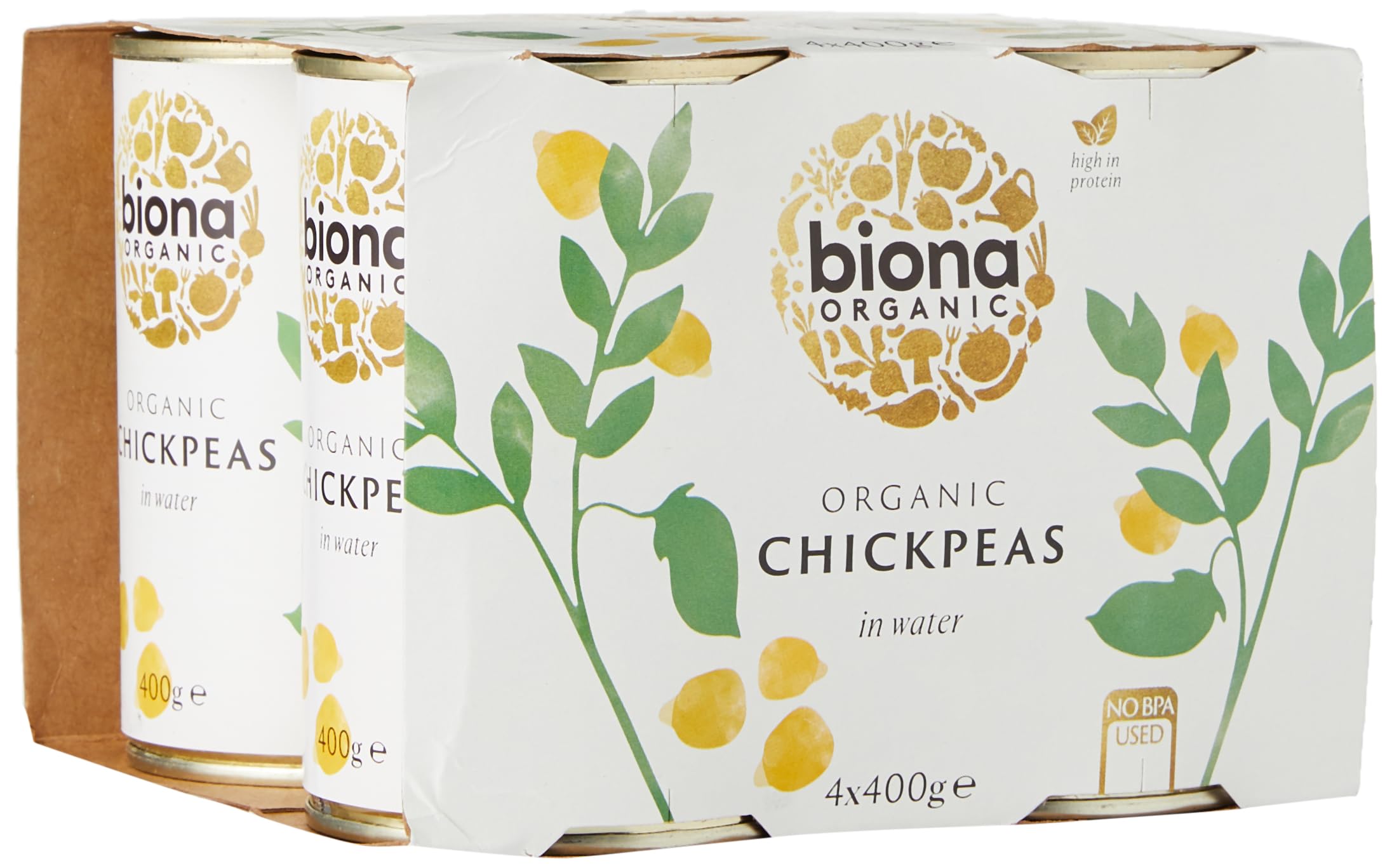 Biona Organic Chick Peas - 4 x 400 g Pack | Certified Organic | Source of Fibre & Protein 1