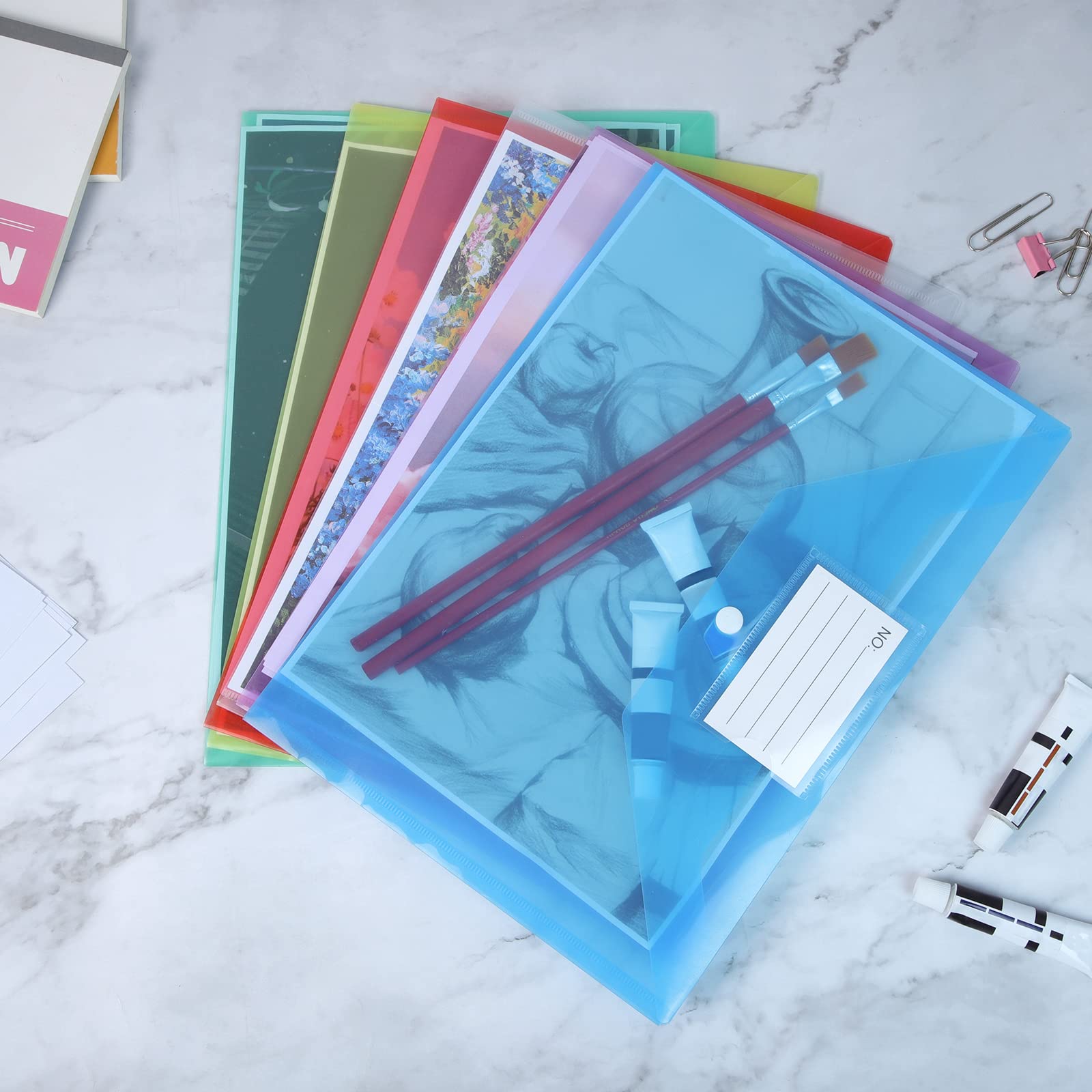 GoodtoU Plastic A4 File Folders with Popper Closure and Label Pocket | Holds 150 Sheets | 12 Pack 4