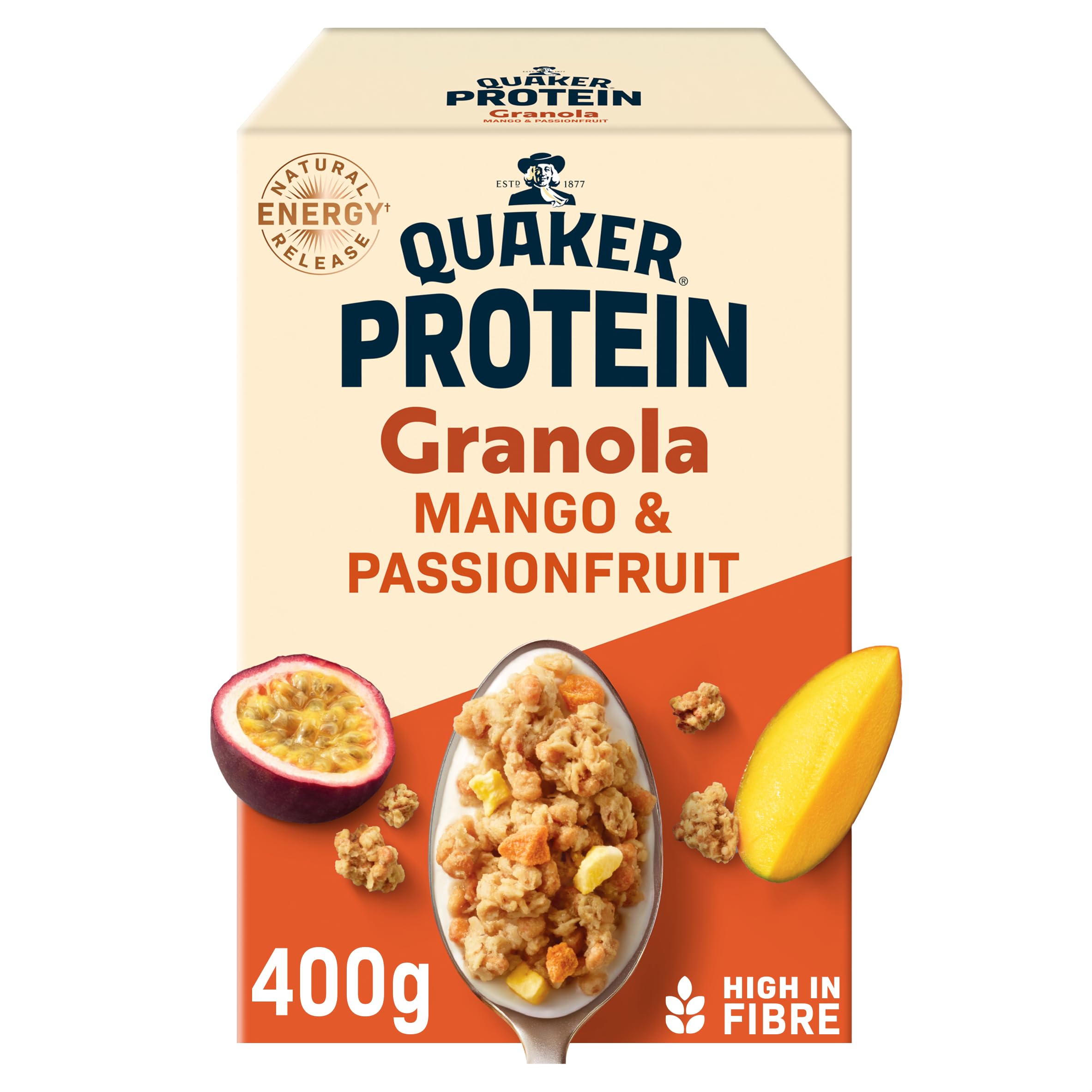 Quaker Protein Granola Mango & Passionfruit - 22g Protein per 100g | High Fibre | 400g 1