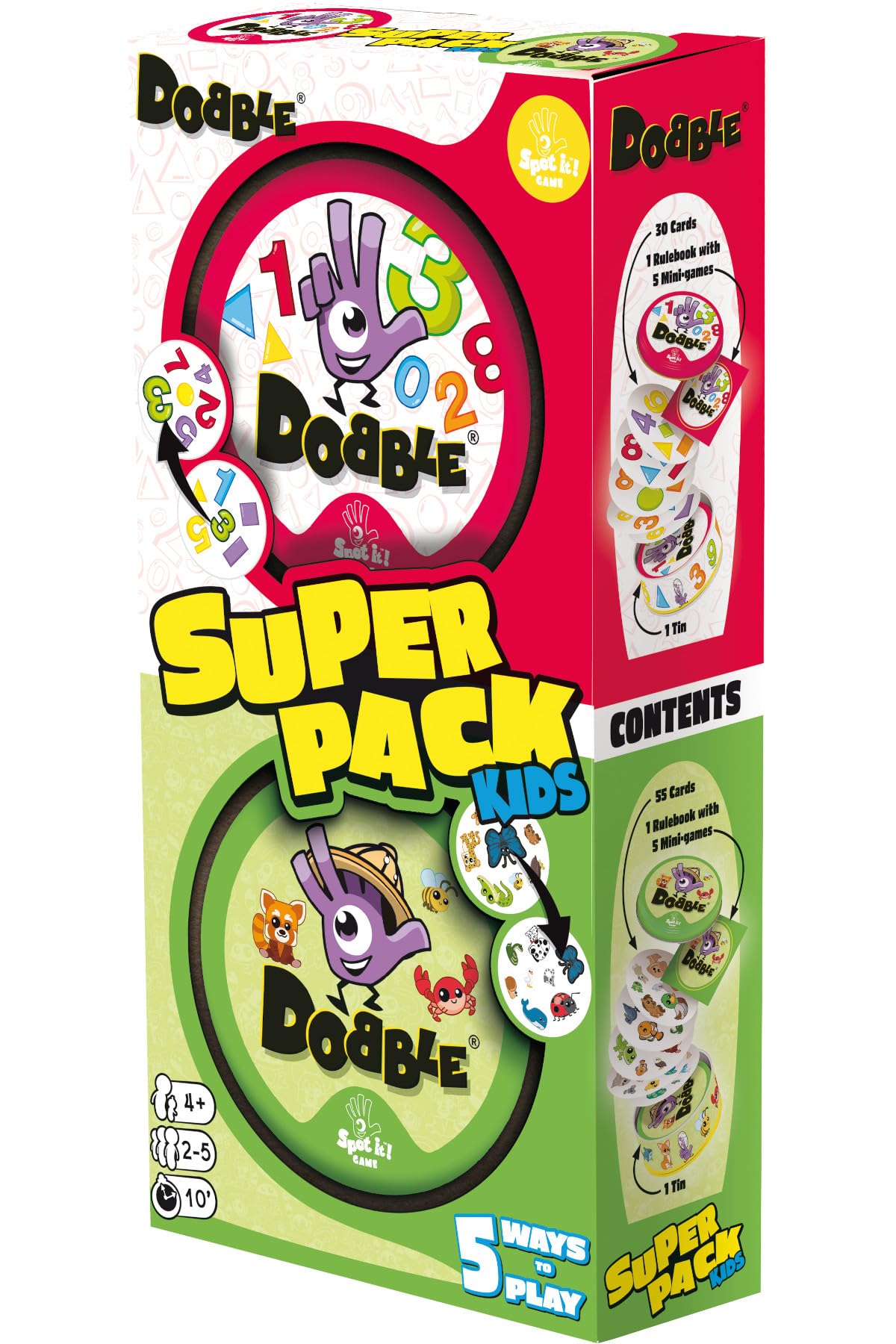 Asmodee Dobble Super Pack Kids 123 + Tiere Familienkartenspiel