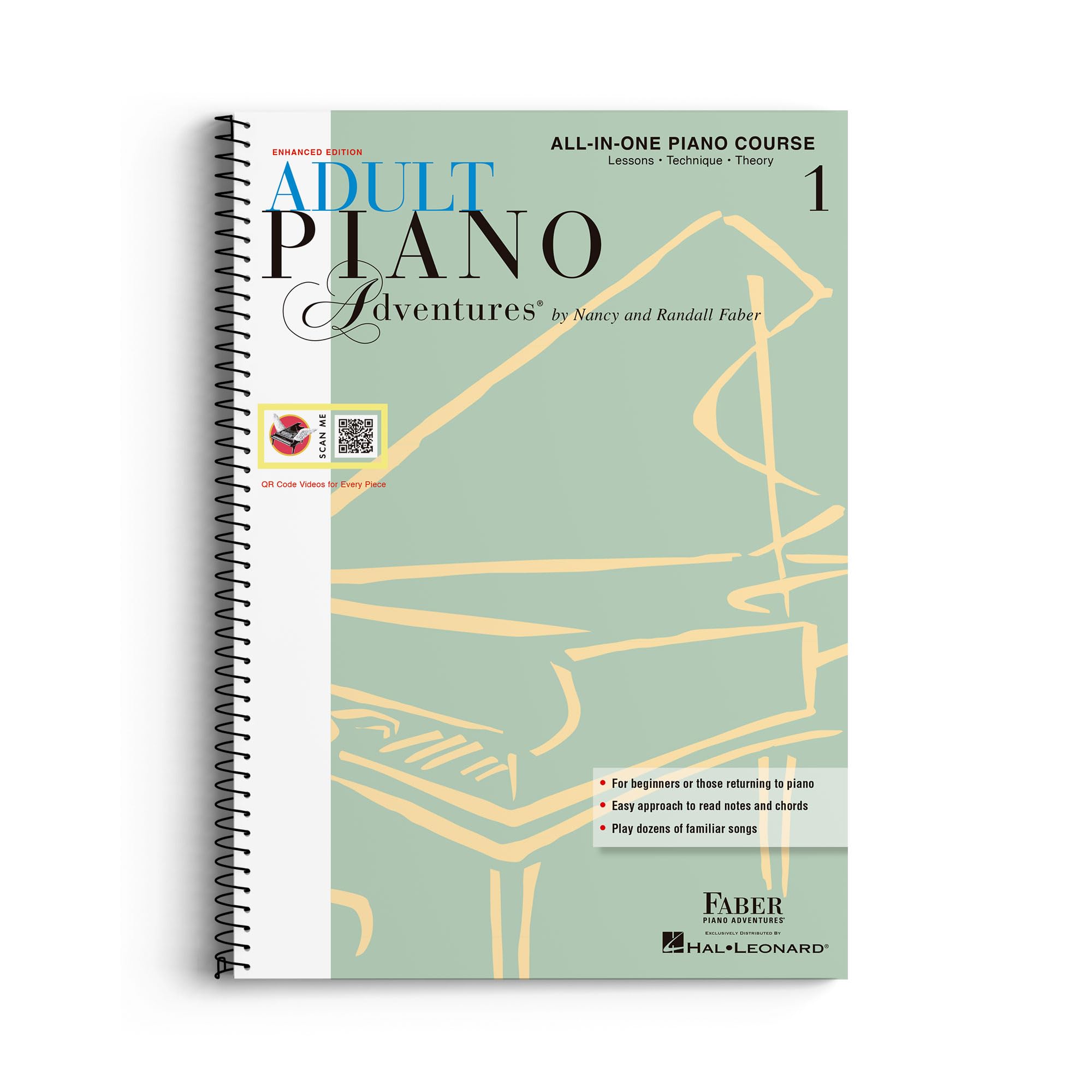 Faber Piano Adventures Adult Piano Adventures - All-in-One Piano Course Book 1 | Spiral Bound | Includes Online Media 1