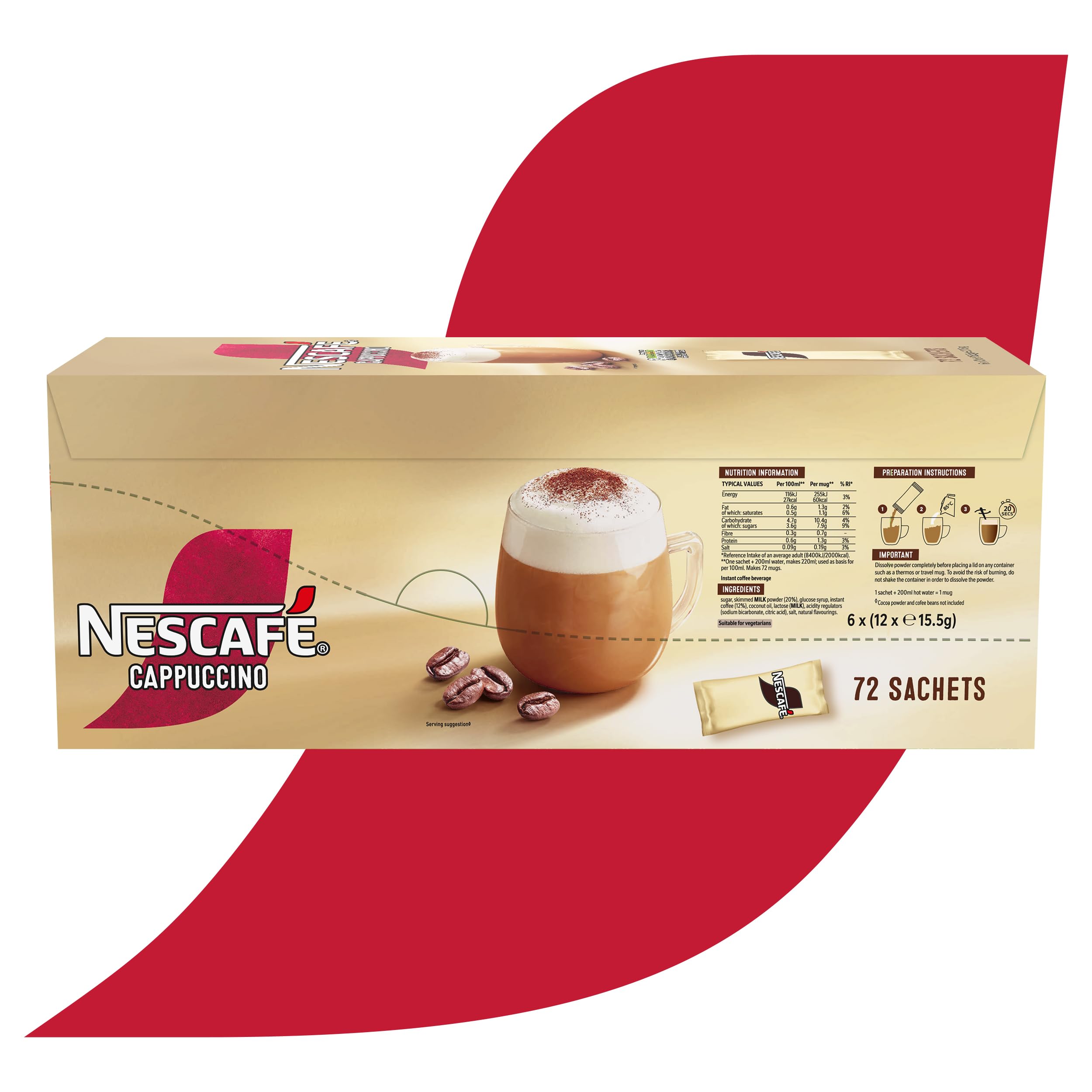 NESCAFÉ Cappuccino Instant Coffee Sachets - 72 x 15.5g 3