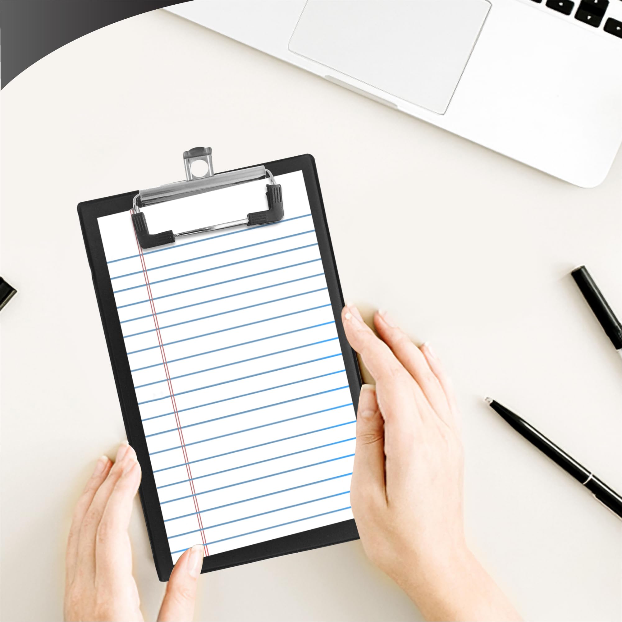 Janrax A6 Mini Clipboard - Black PVC Pocket Hardback Holder | 18.5 x 11cm | 25 Sheet Capacity 4