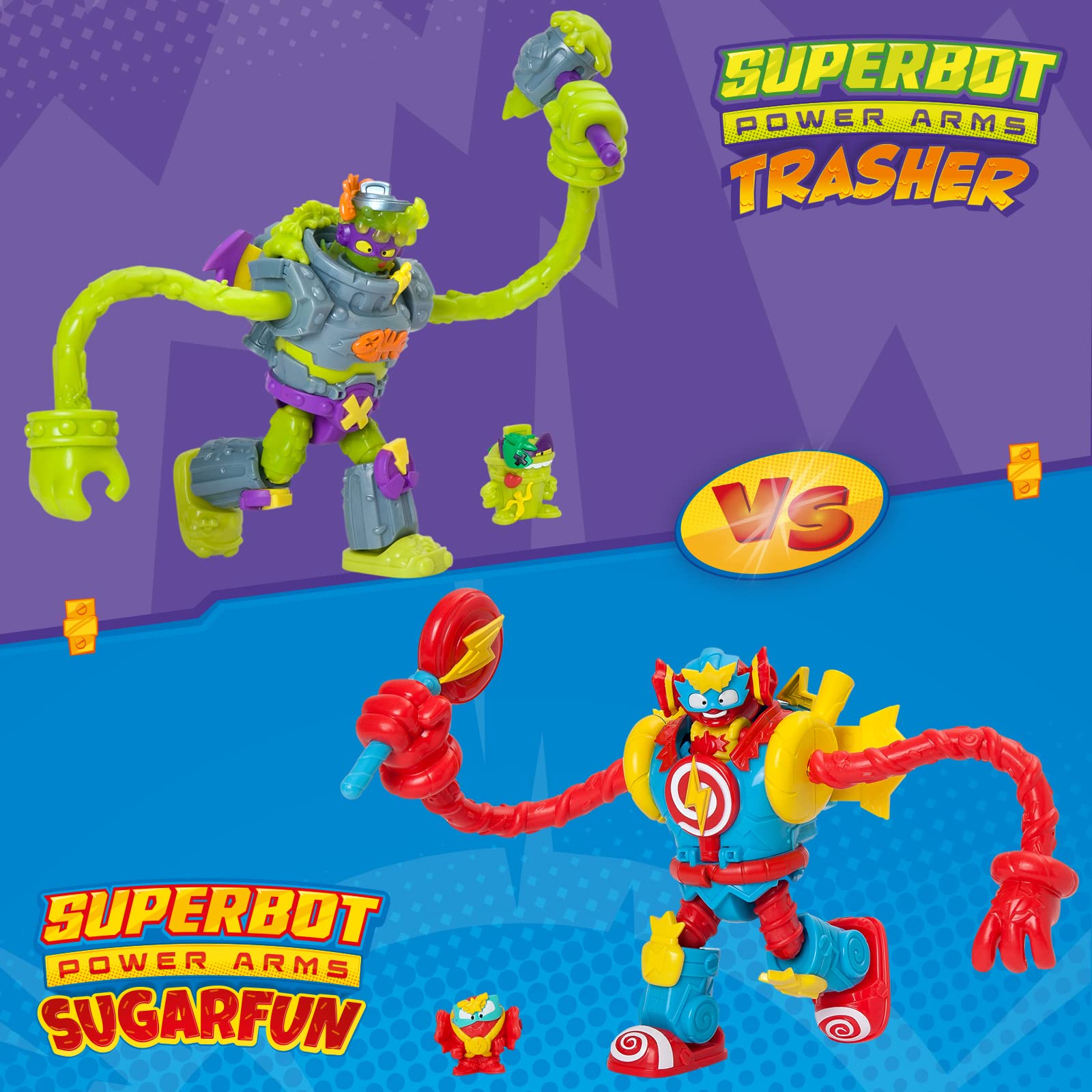 SUPERTHINGS RIVALS OF KABOOM Superbot Power Arms Sugarfun Articulated Robot | Includes Exclusive Figures 8