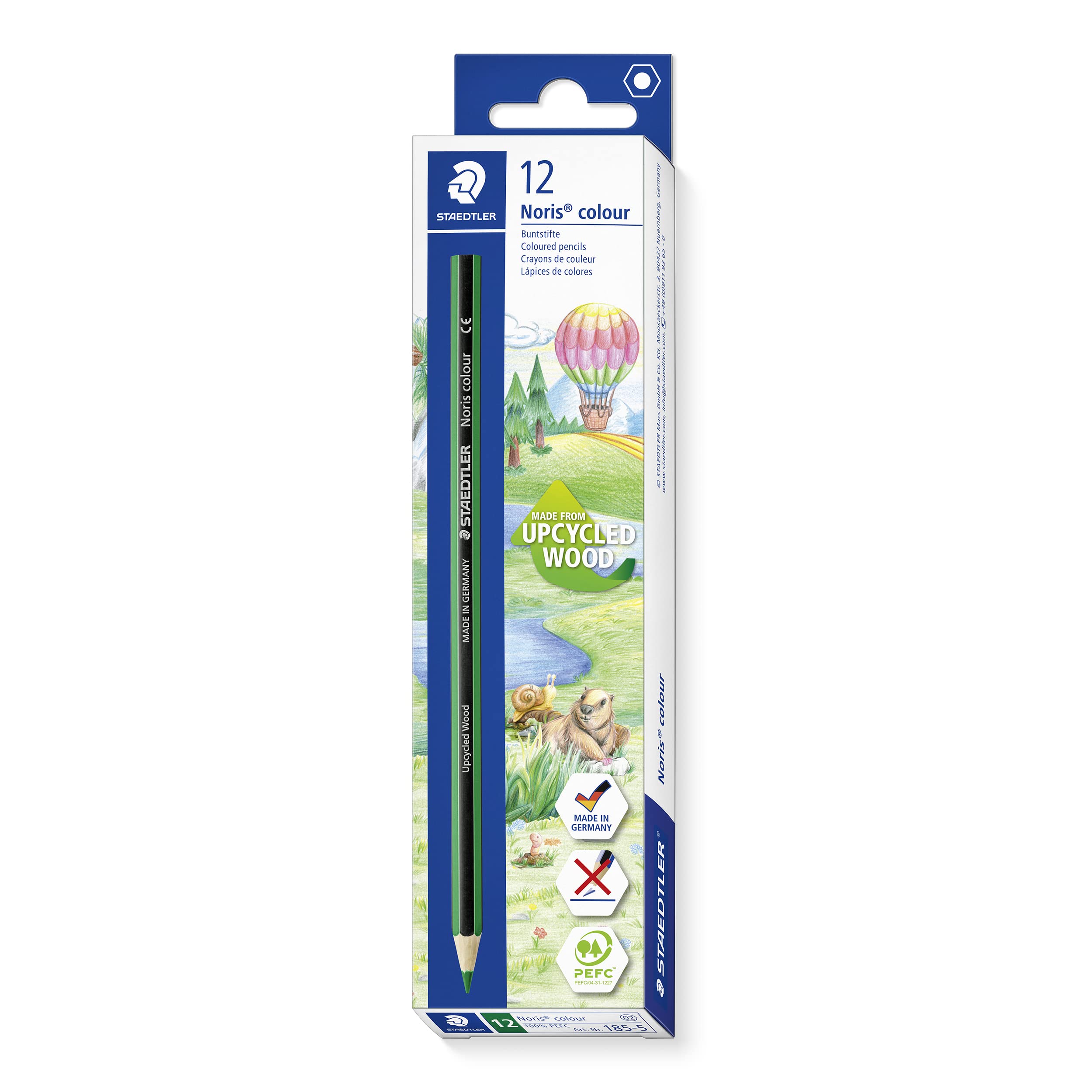 STAEDTLER Noris colour 185-5 - Green Coloured Pencil | Pack of 12 | Upcycled Wood