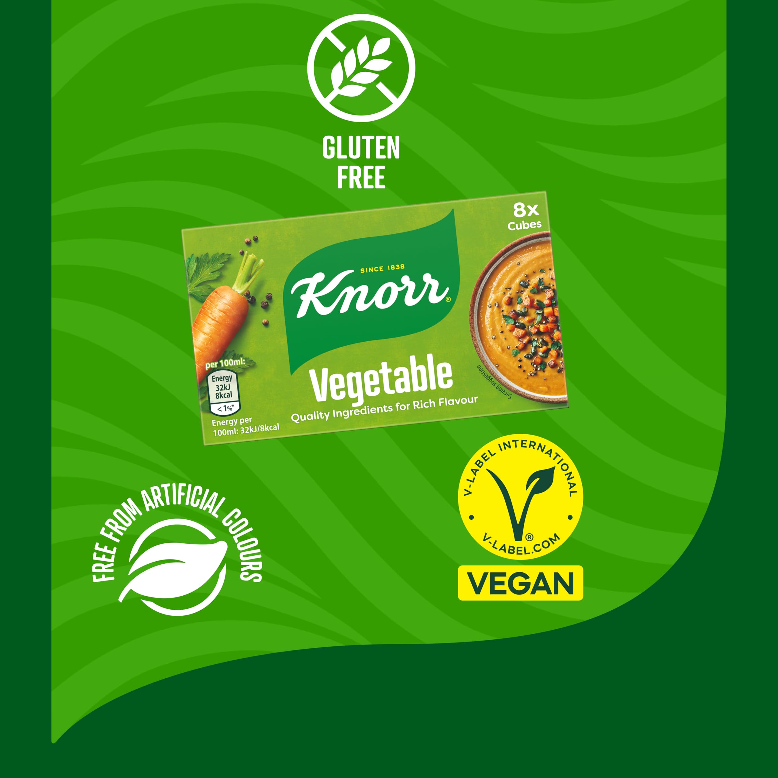 Knorr Vegetable Stock Cubes - Richer Flavour, Gluten-Free | 8 x 10g Cubes 4